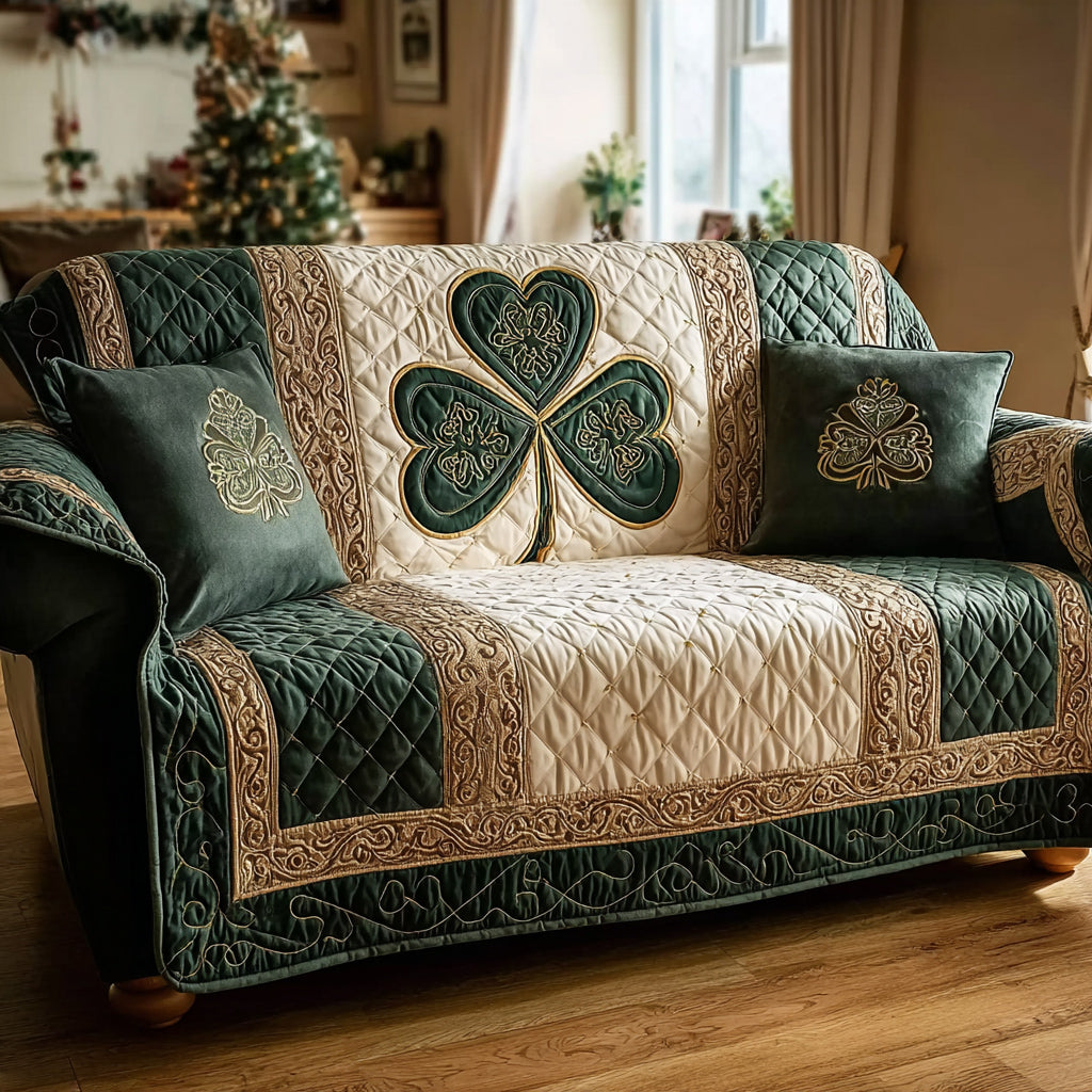 Mystic Forest Whisper Quilted Sofa Cover Furniture Covers St Patrick's Day Gift Ideas