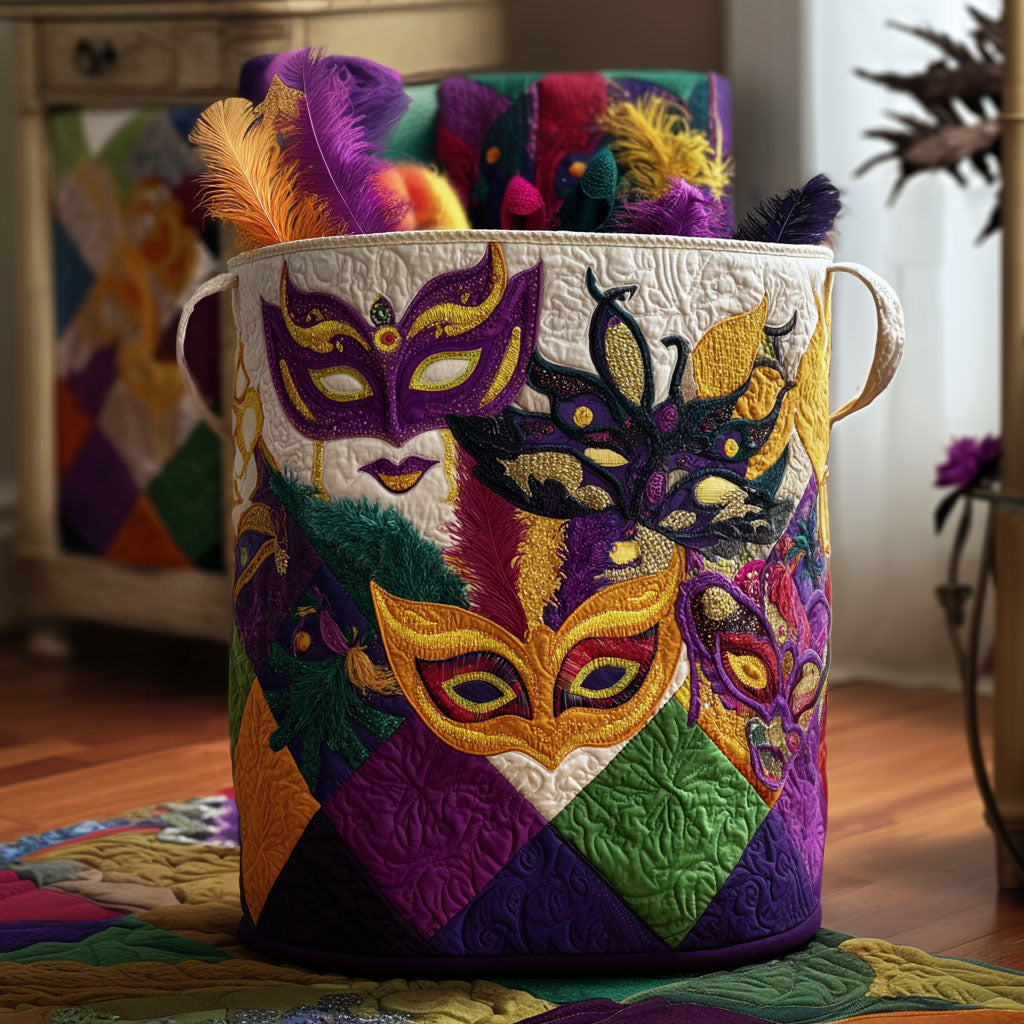 Mystic Masquerade Quilted Laundry Basket Best Laundry Hamper Unique Mardi Gras Gifts