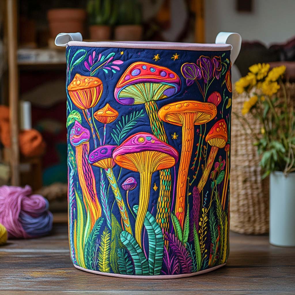 Mystic Mushrooms Quilted Laundry Basket Unusual Laundry Basket Gifts For Mother And Daughter