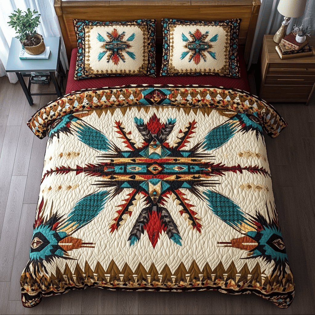 Mystic Pathways Quilted Bedding Set Best Bedsheets Native American Gift Ideas