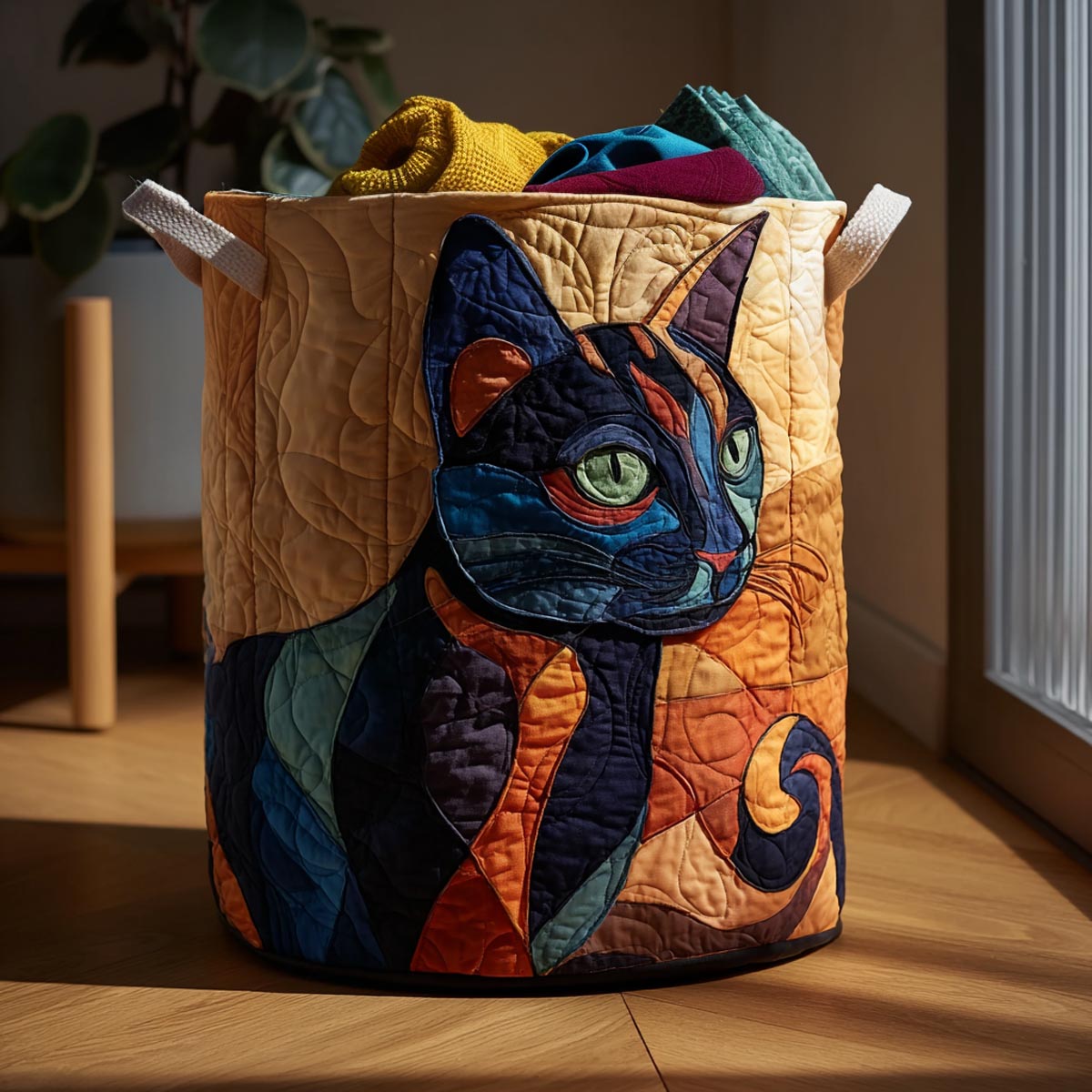 Mystic Paws Quilted Laundry Basket Clothes Hamper Cat Lover Gifts Near Me