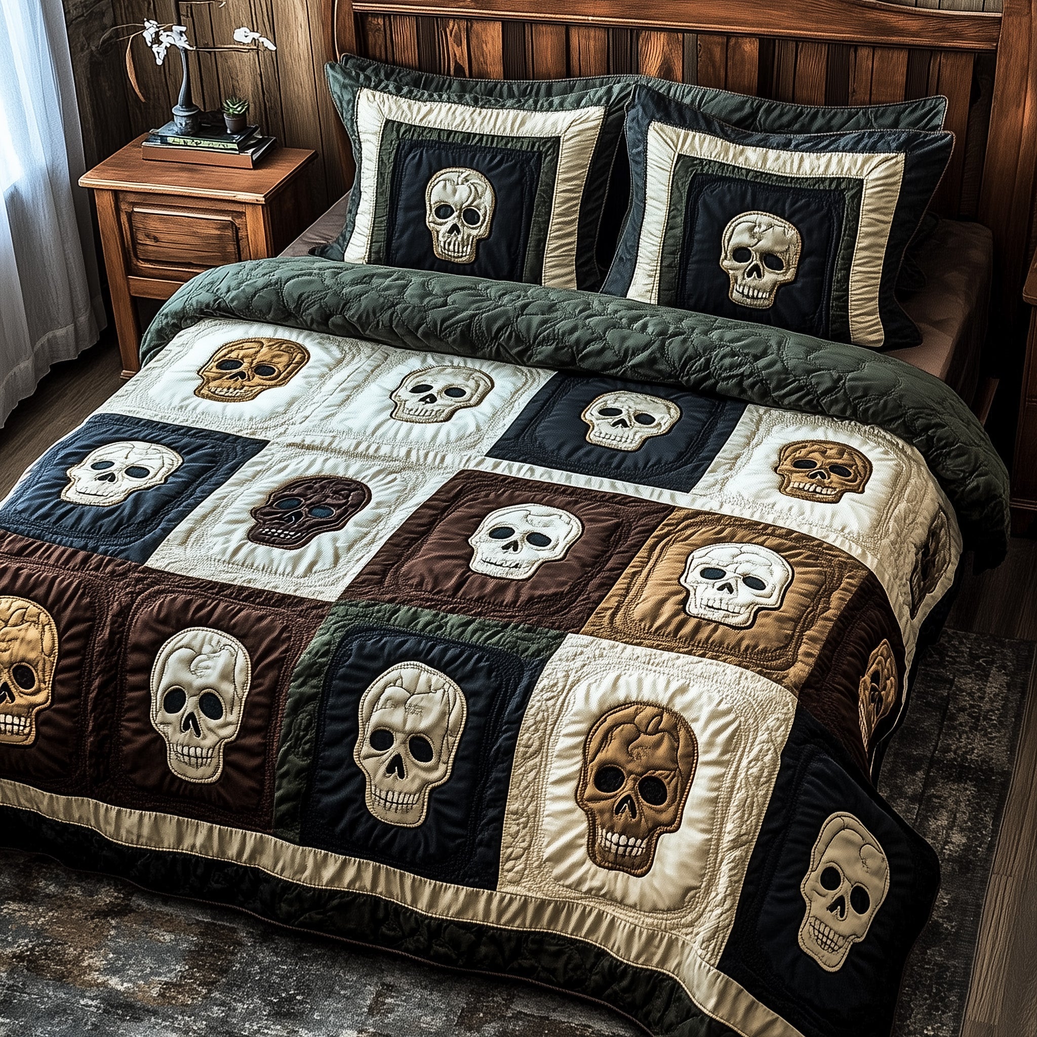 Mystic Skull Patchwork Quilted Bedding Set Good Bed Sets Dia De Los Muertos Gifts