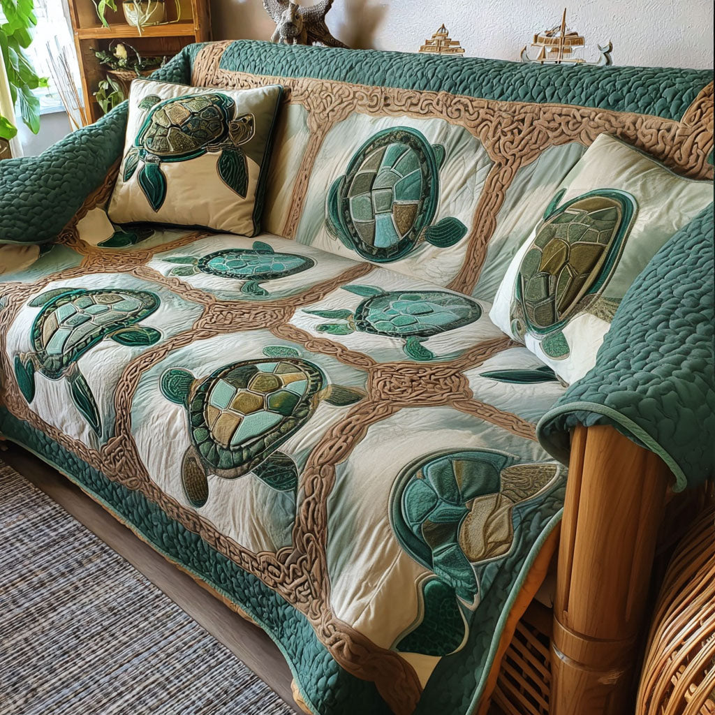 Mystic Tide Quilted Sofa Cover Best Couch Covers Turtle Gifts For Father's Day