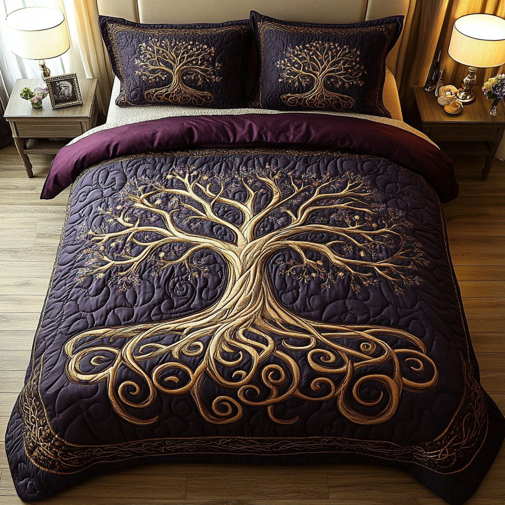 Mystic Tree of Life Quilted Bedding Set Best Comforter Sets Tree Of Life Gifts Father'S Day