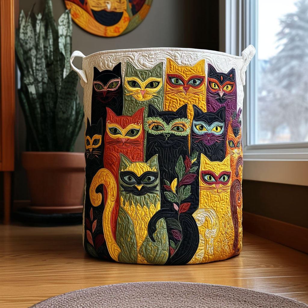 Mystic Whiskers Quilted Laundry Basket Unique Cool Laundry Basket Great New Home Gifts