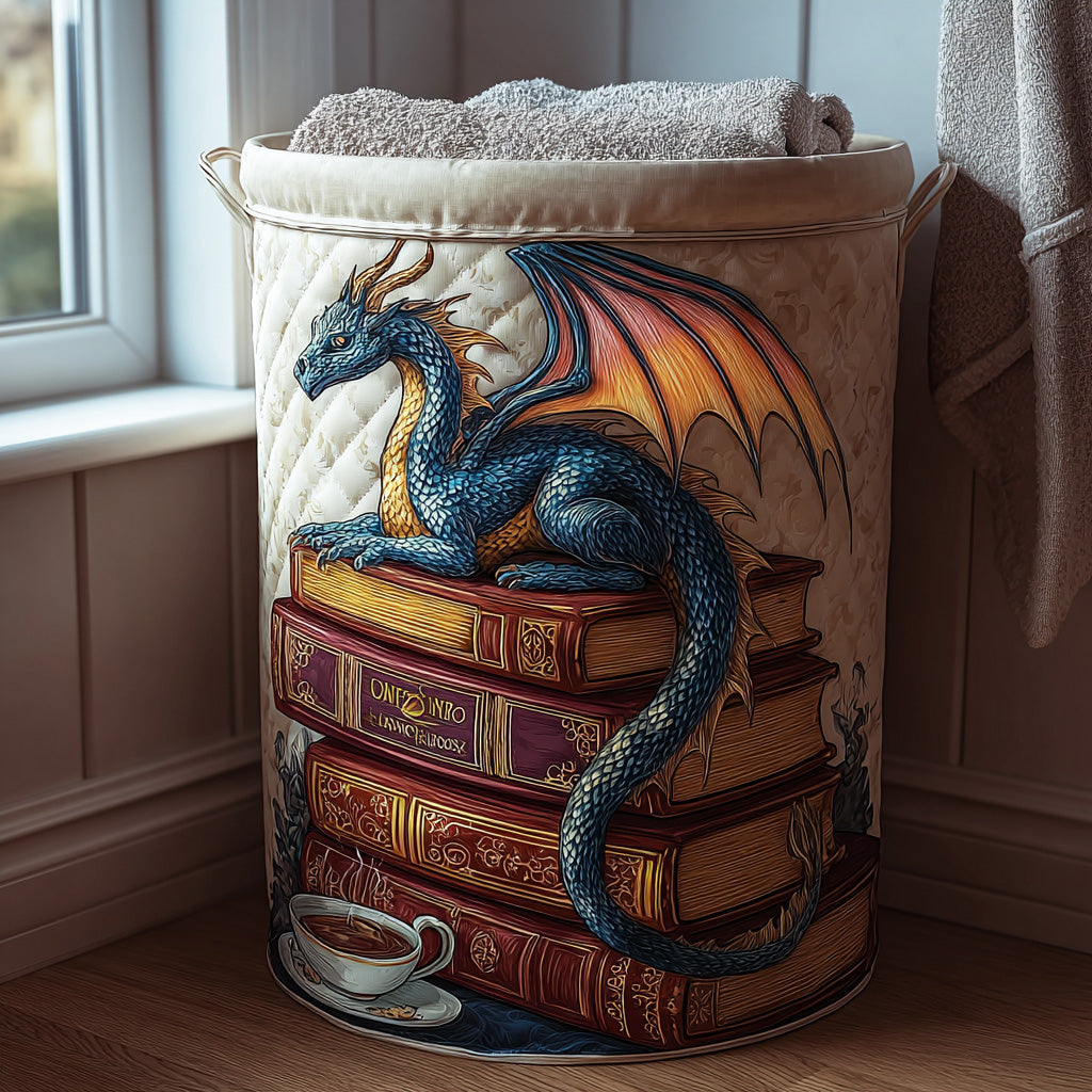 Mystic Wings Quilted Laundry Basket Best Clothes Hamper Cool Gifts For Dragon Lovers