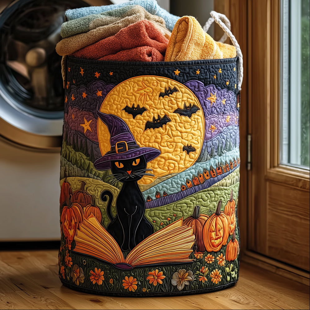 Mystic Witchcat Quilted Laundry Basket Unique Hampers Cat Parent Gifts