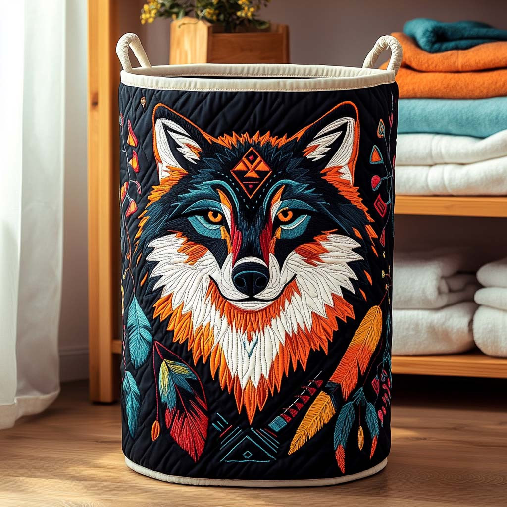 Mystic Wolf Quilted Laundry Basket Best Clothes Hamper Christmas Presents For Mom