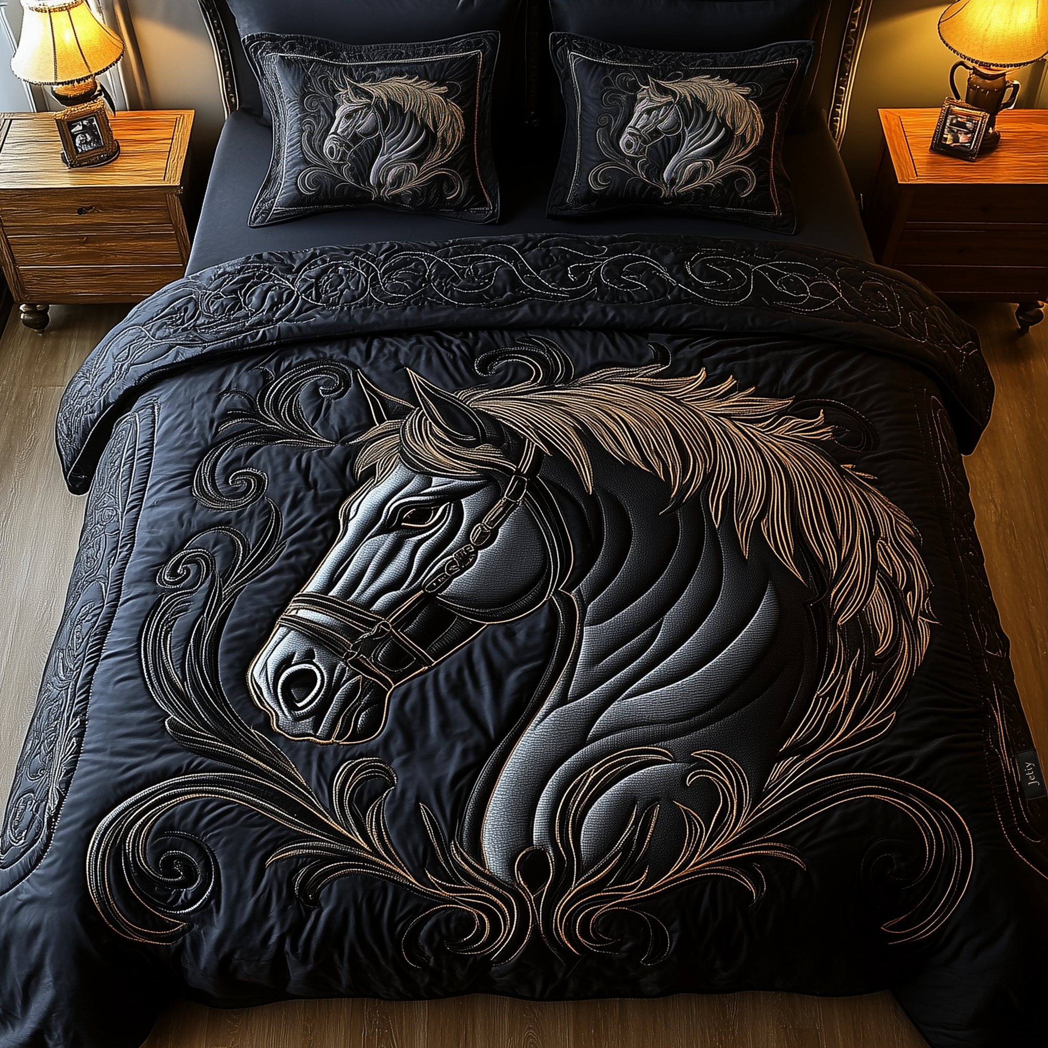 Mystique Black Horse Quilted Bedding Set Best Sheet Sets Birthday Present Ideas For Horse Lover