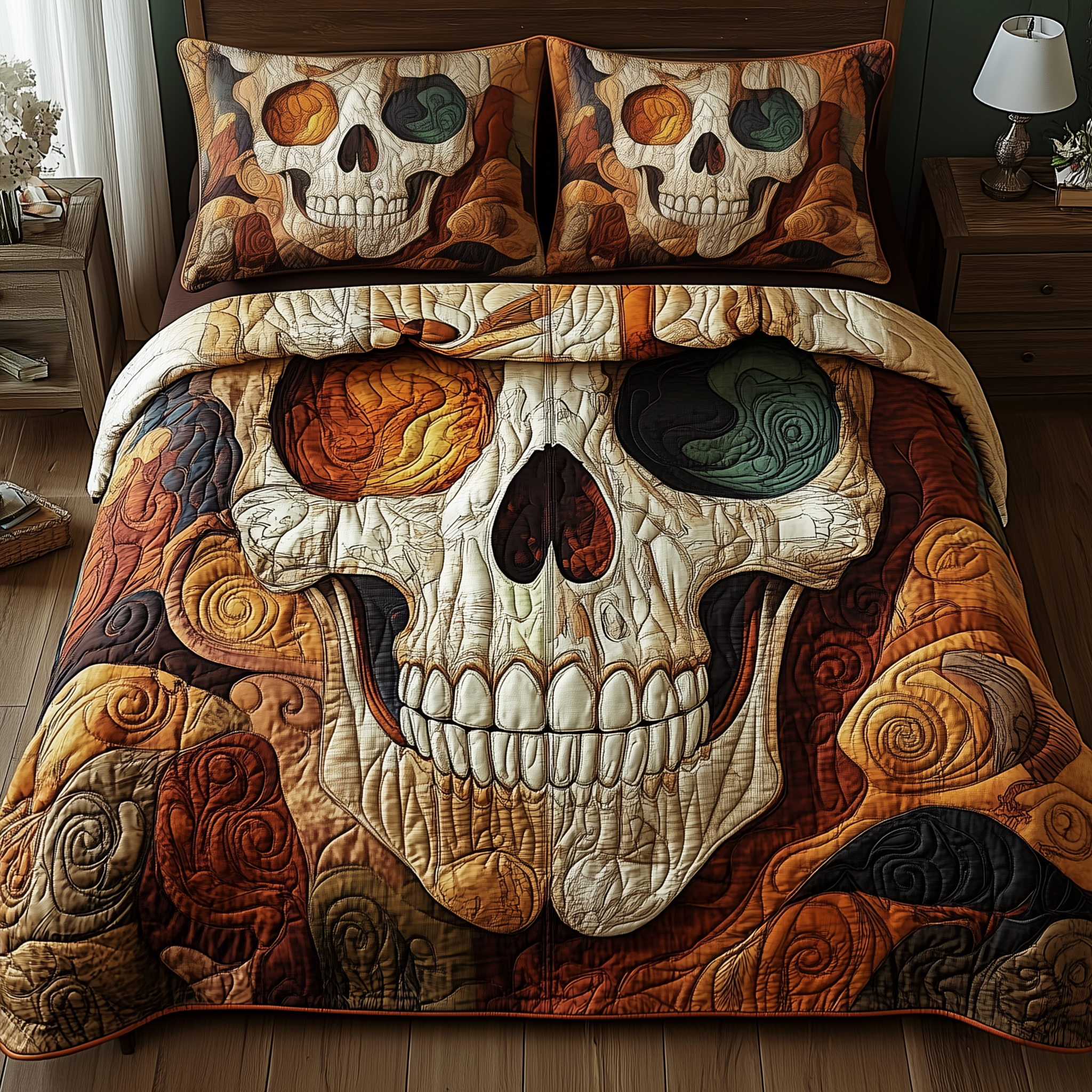 Mystique Skull Quilted Bedding Set Bed Decor Cool Skull Gifts For Her