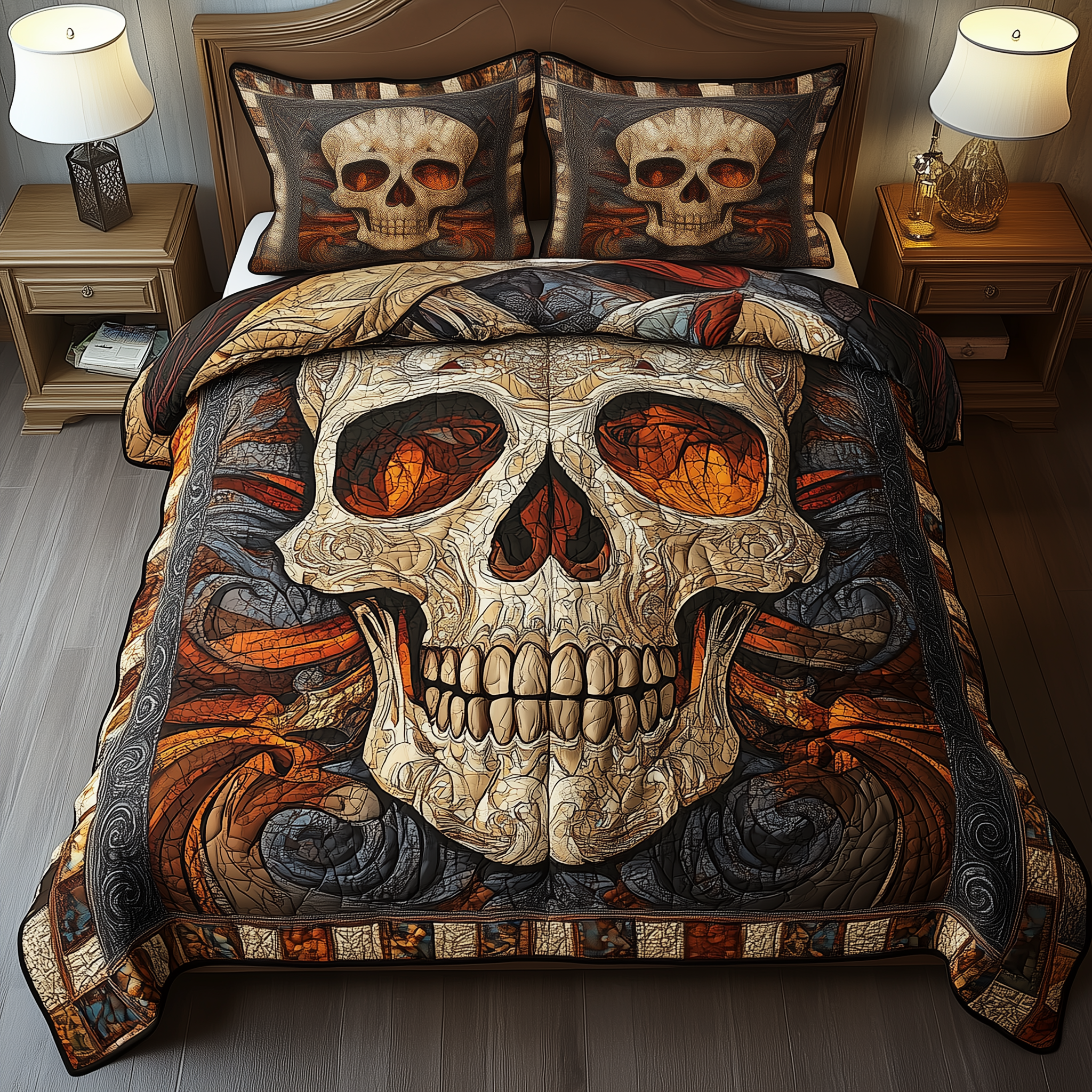 Mystique Solo Skull Quilted Bedding Set Best Sheets Ever Mexican Skull Souvenirs
