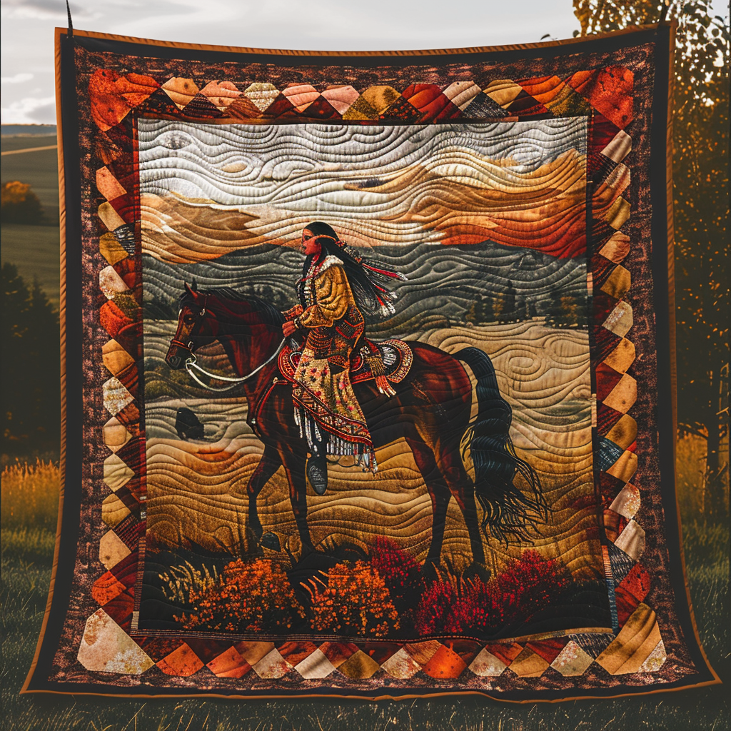 Native American Horse Quilted Blanket Quilt Comforter Sets Fathers Day Gifts For Husband