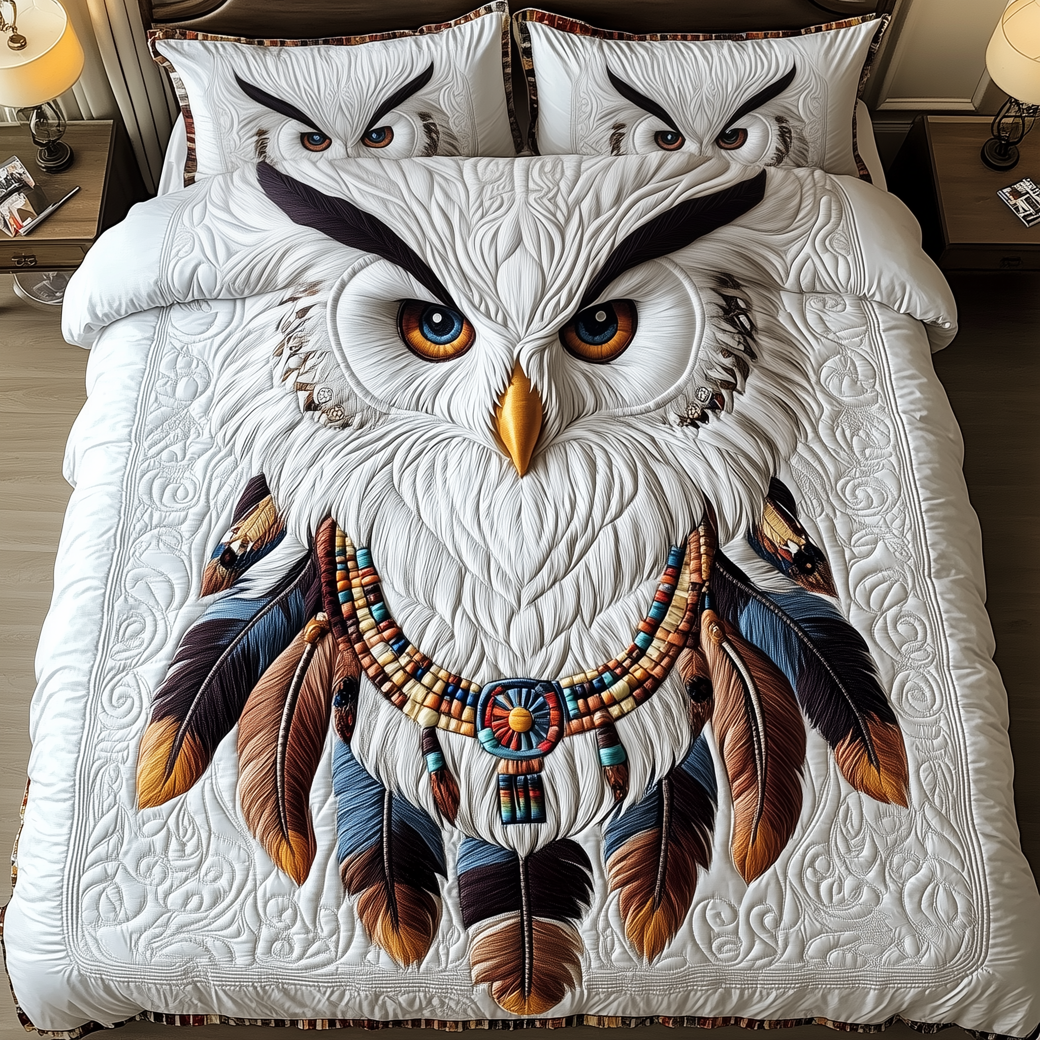 Native American Owl Quilted Bedding Set Best Queen Sheets Native American Gifts For Mother's Day