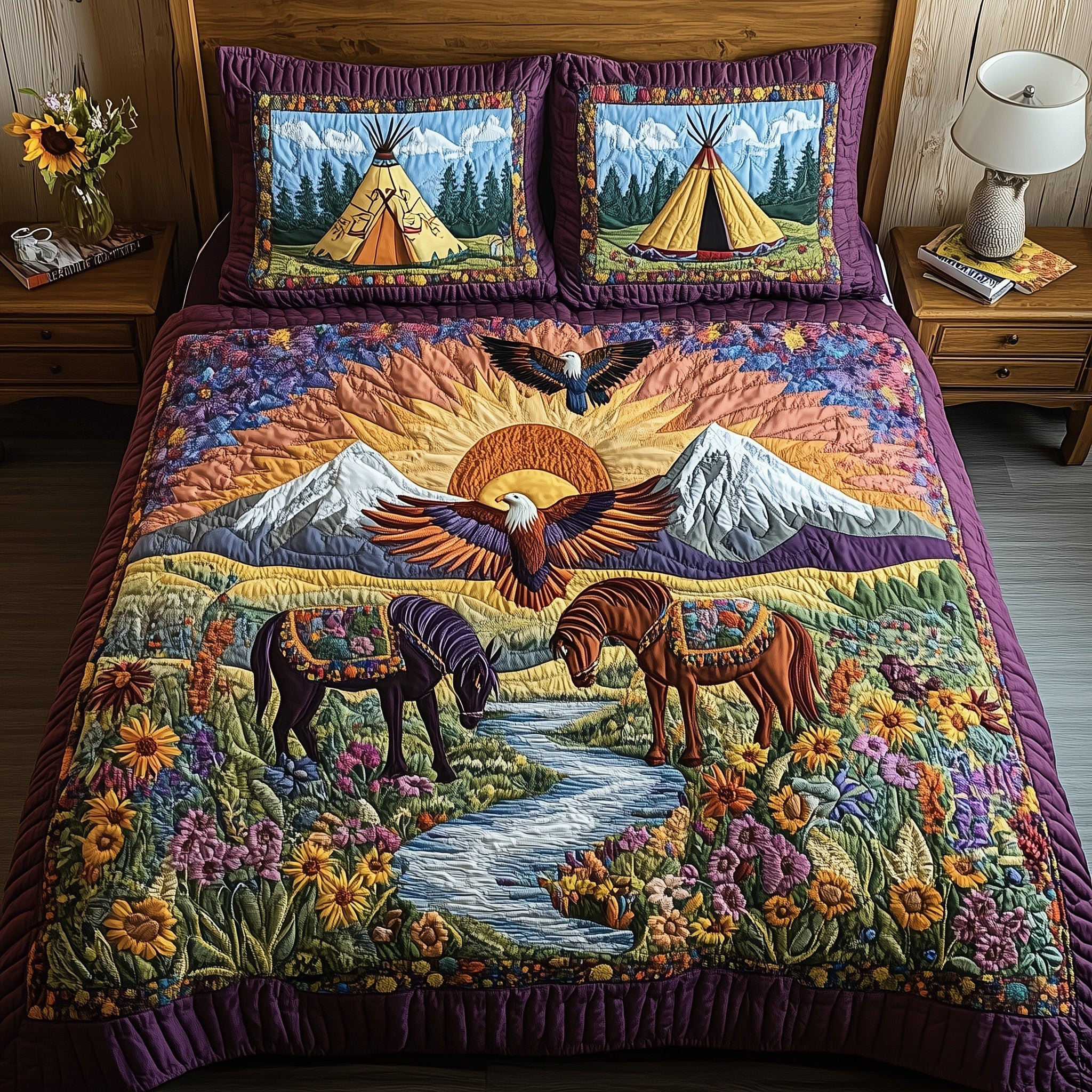 Native American Quilted Bedding Set Bedding Decor Native American Indian Gifts