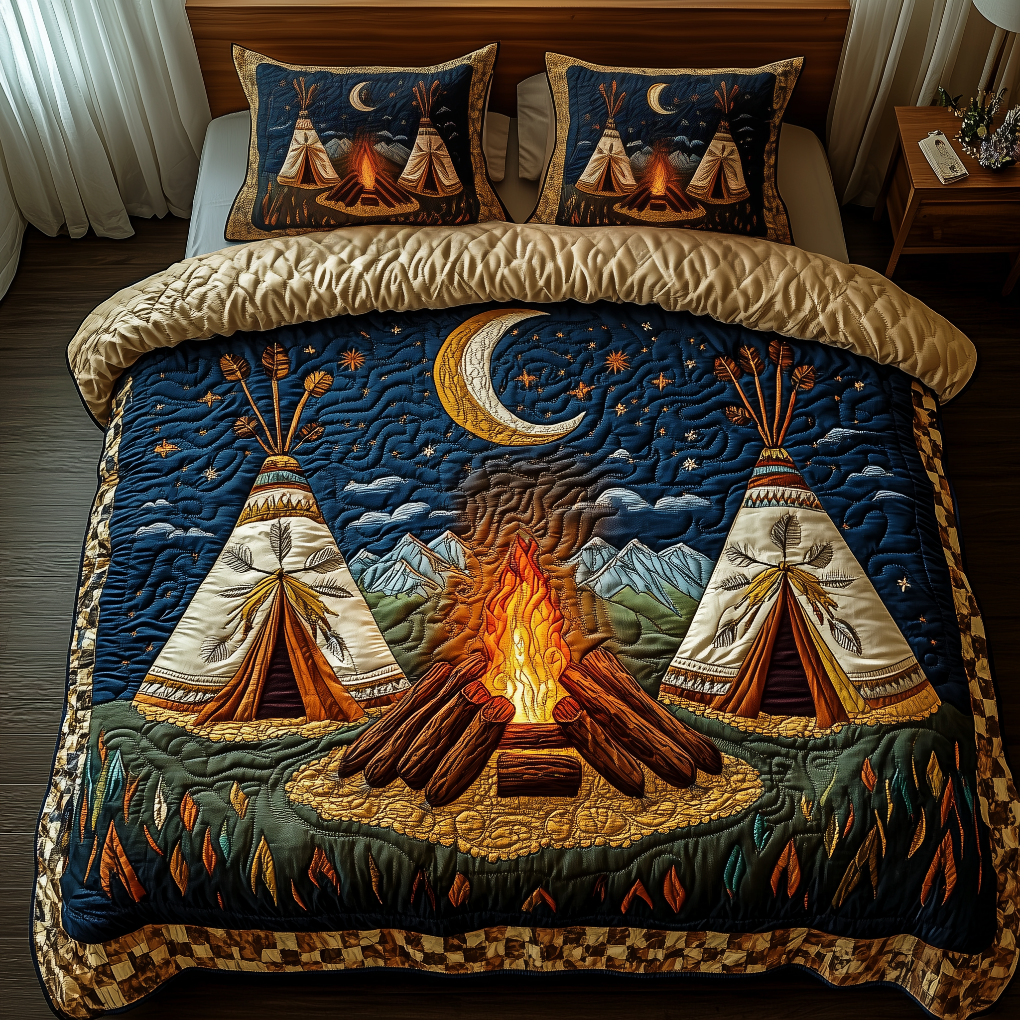 Native American Tent Quilted Bedding Set Unique Bed Sheet Set Native American Gift Ideas