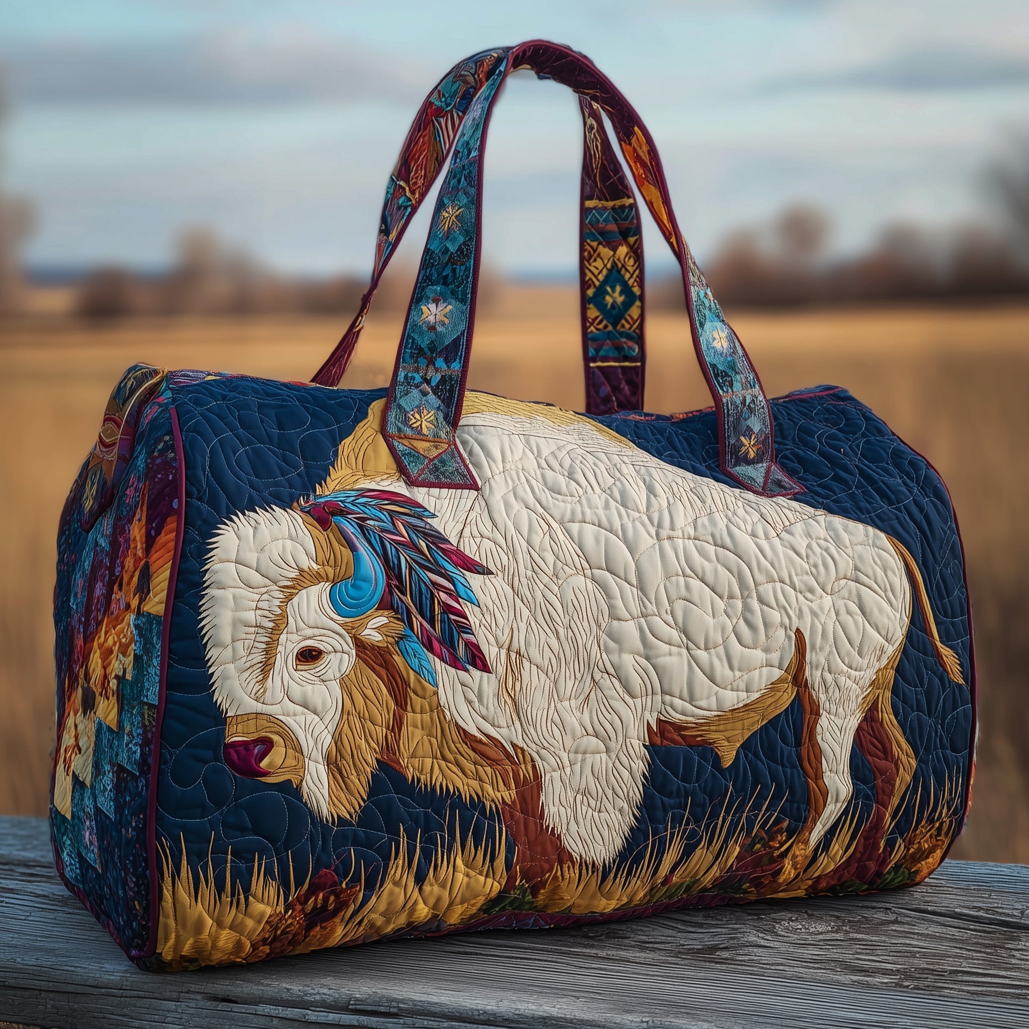 Native Buffalo Quilted Duffle Bag Duffel Travel Native American Gifts Online