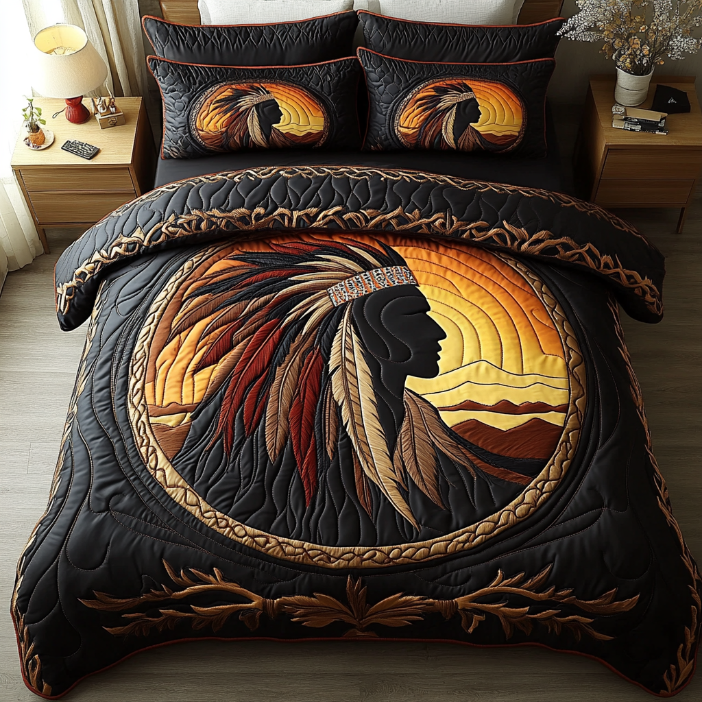 Native Guardian Quilted Bedding Set Unique Bed Sheet Set Native American Gifts For Her