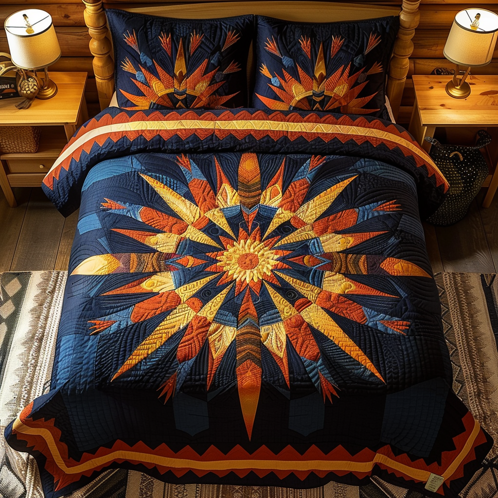 Native Star Feather Quilted Bedding Set Bedroom Decorations Native American Gift Ideas
