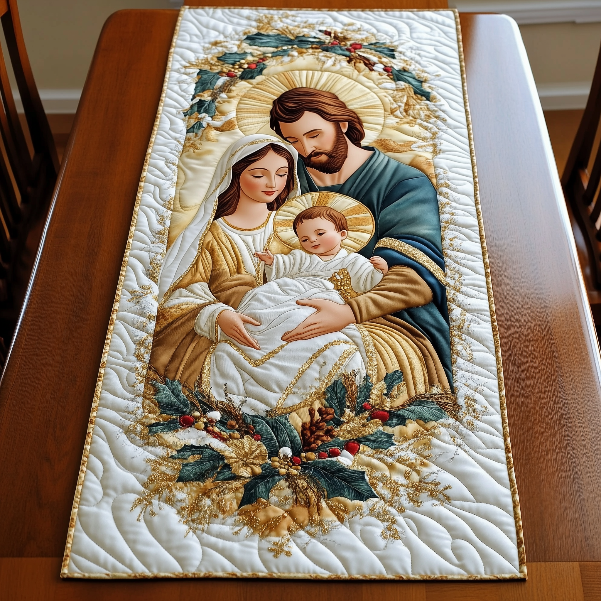 Nativity Blessing Quilted Table Runner Festive Table Runners Good Christmas Gifts