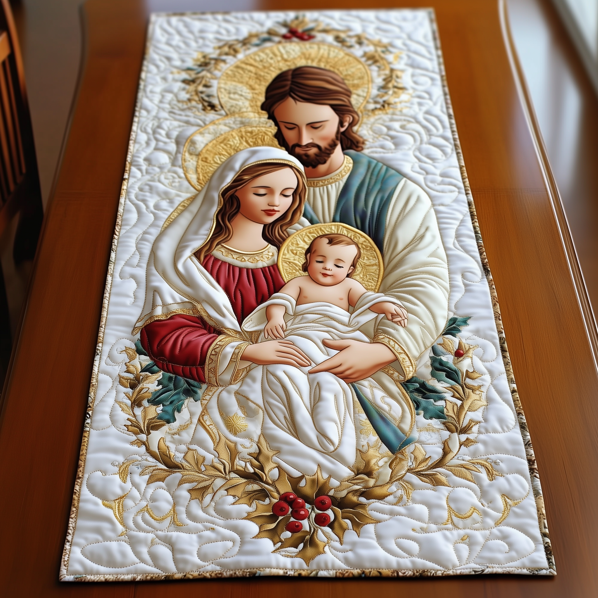 Nativity Blessing Quilted Table Runner Runner Christmas Decoration Good Xmas Gifts For Her