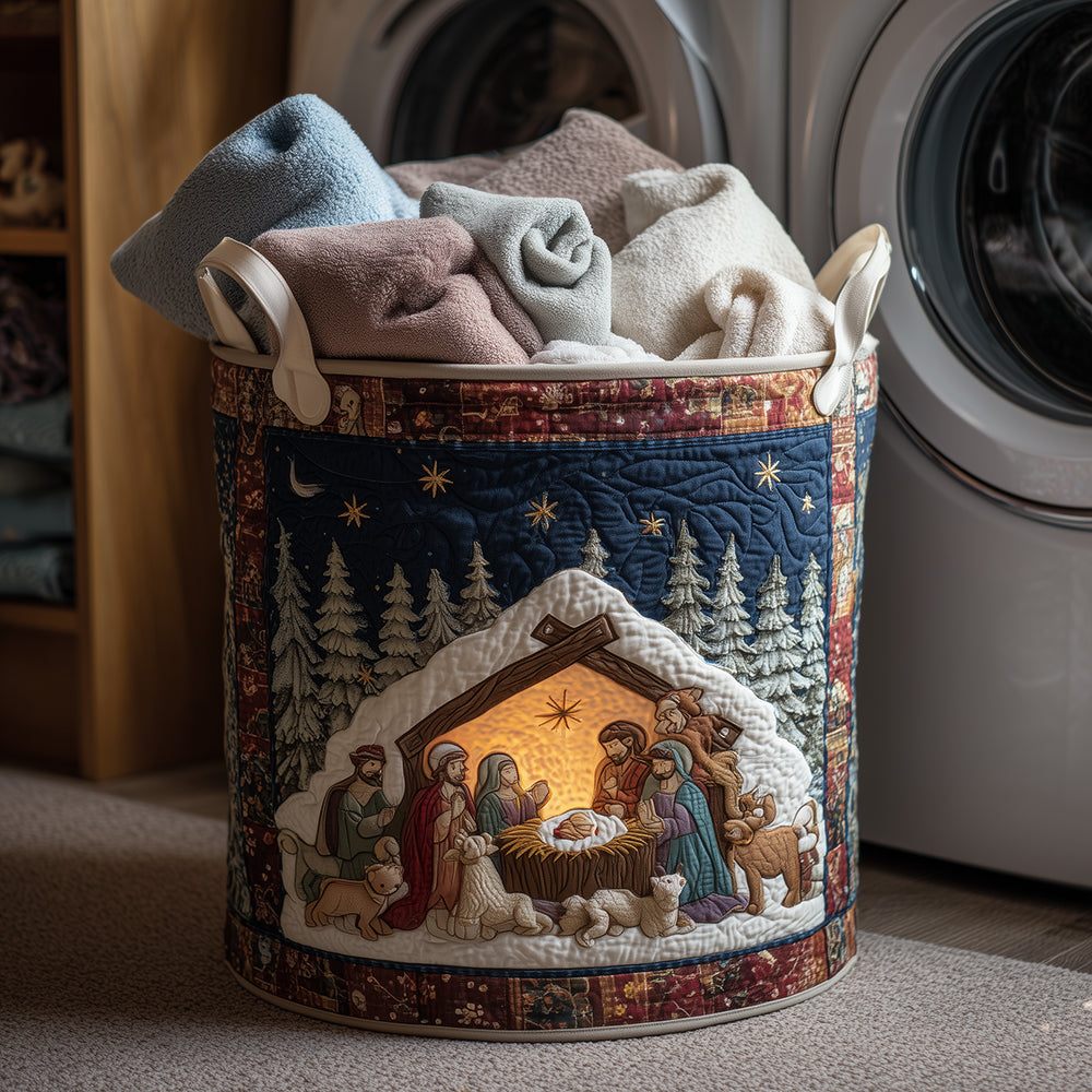 Nativity Spirit Quilted Laundry Basket Unique Cool Laundry Basket Presents For Grandmas Birthday