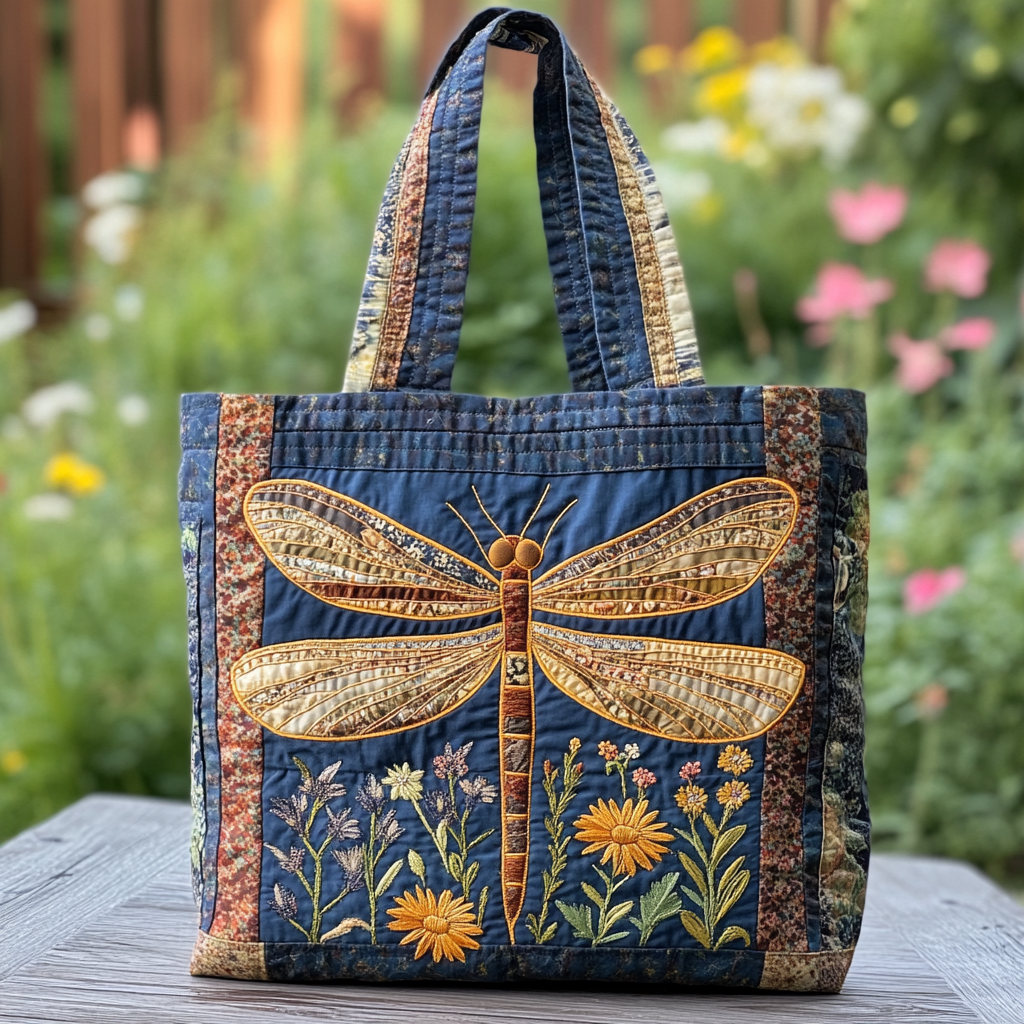 Nature Dragonfly Quilted Tote Bag Trendy Bags For Women Useful Gifts For Mom