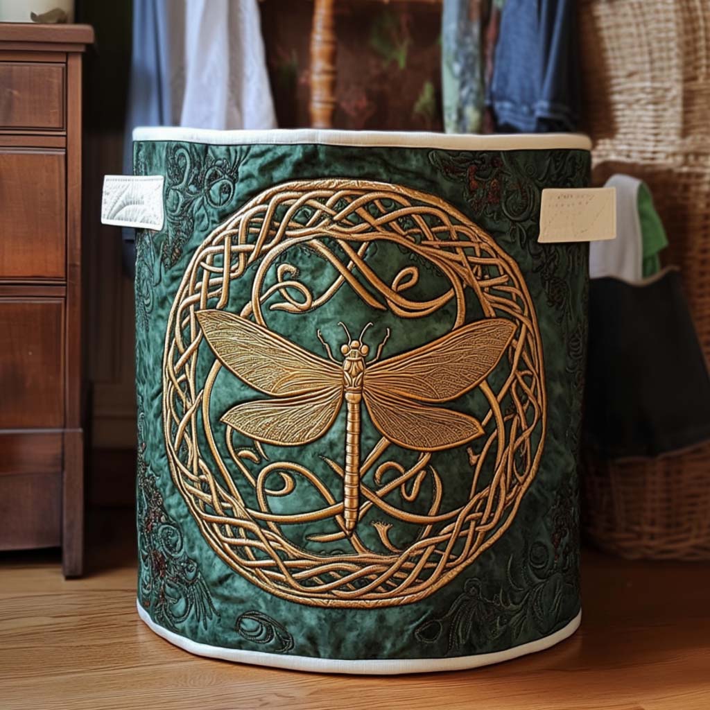 Nature Drone Quilted Laundry Basket Unique Clothes Hamper Great Dragonfly Lover Gifts