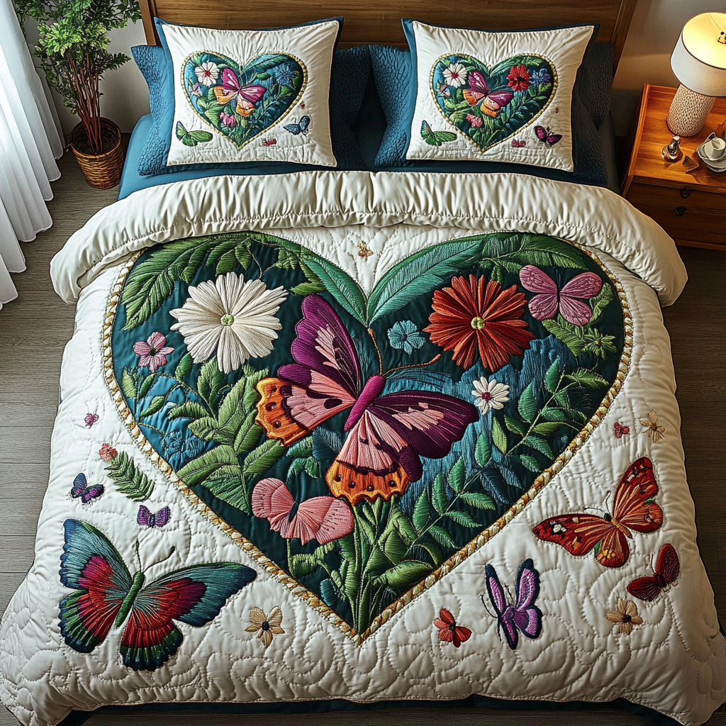 Nature Embrace Quilted Bedding Set Best Bedding Sets Butterfly Themed Gifts For Adults