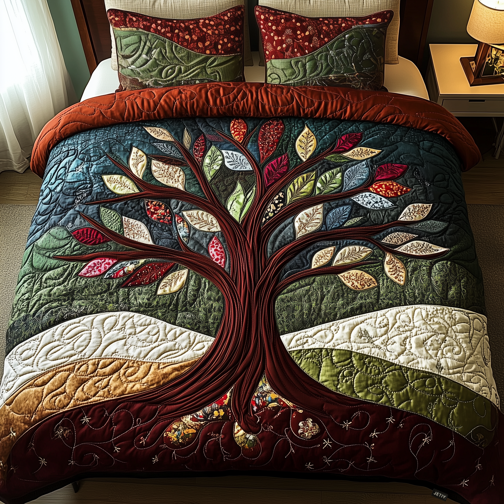 Nature Embrace Quilted Bedding Set Best Bedspread Set Tree Of Life Gifts For Him