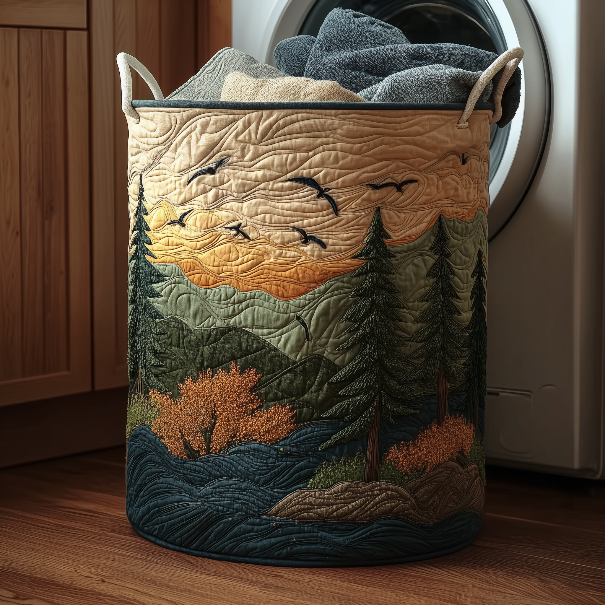 Nature Escape Quilted Laundry Basket Basket For Laundry Father's Day Gifts For Son In Law