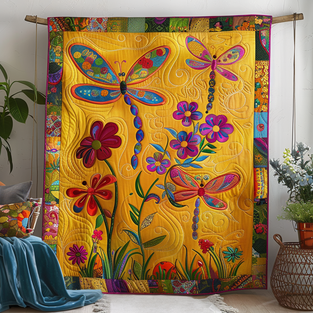 Nature-Inspired Dragonfly Quilted Blanket Good Bed Sets Dragonfly Themed Gift Items