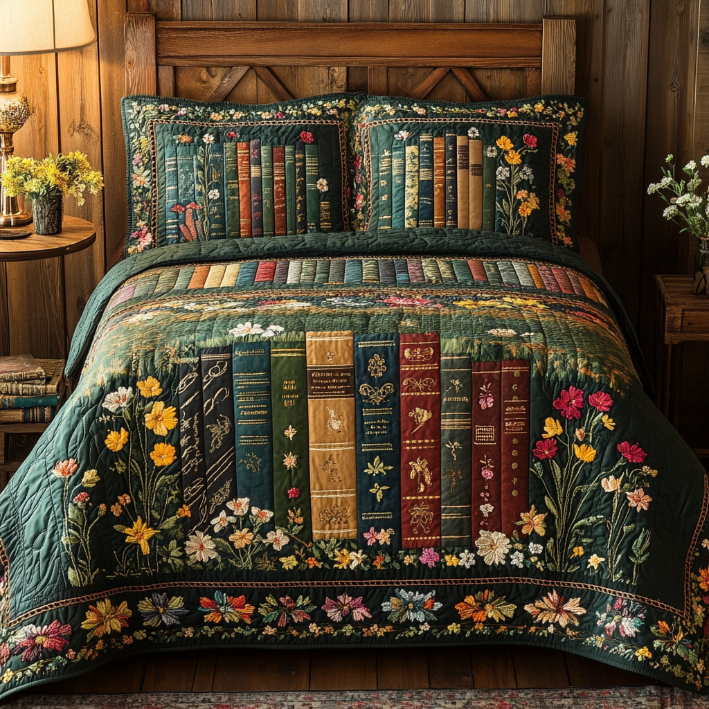 Nature Reads Quilted Bedding Set Bed Decorations Best Gifts For Readers