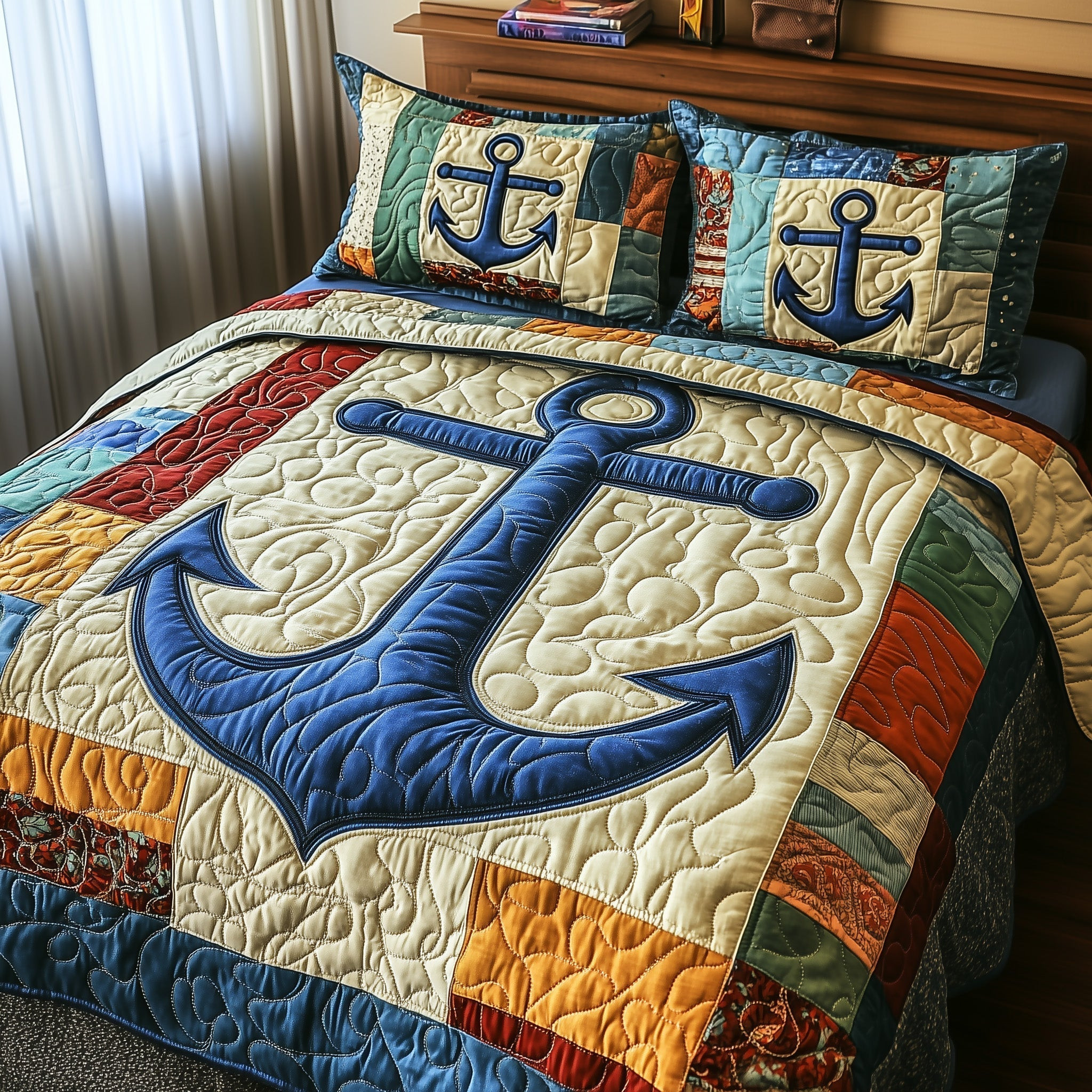 Nautical Anchor Quilted Bedding Set Bedding Ideas Anchor Gifts For Him