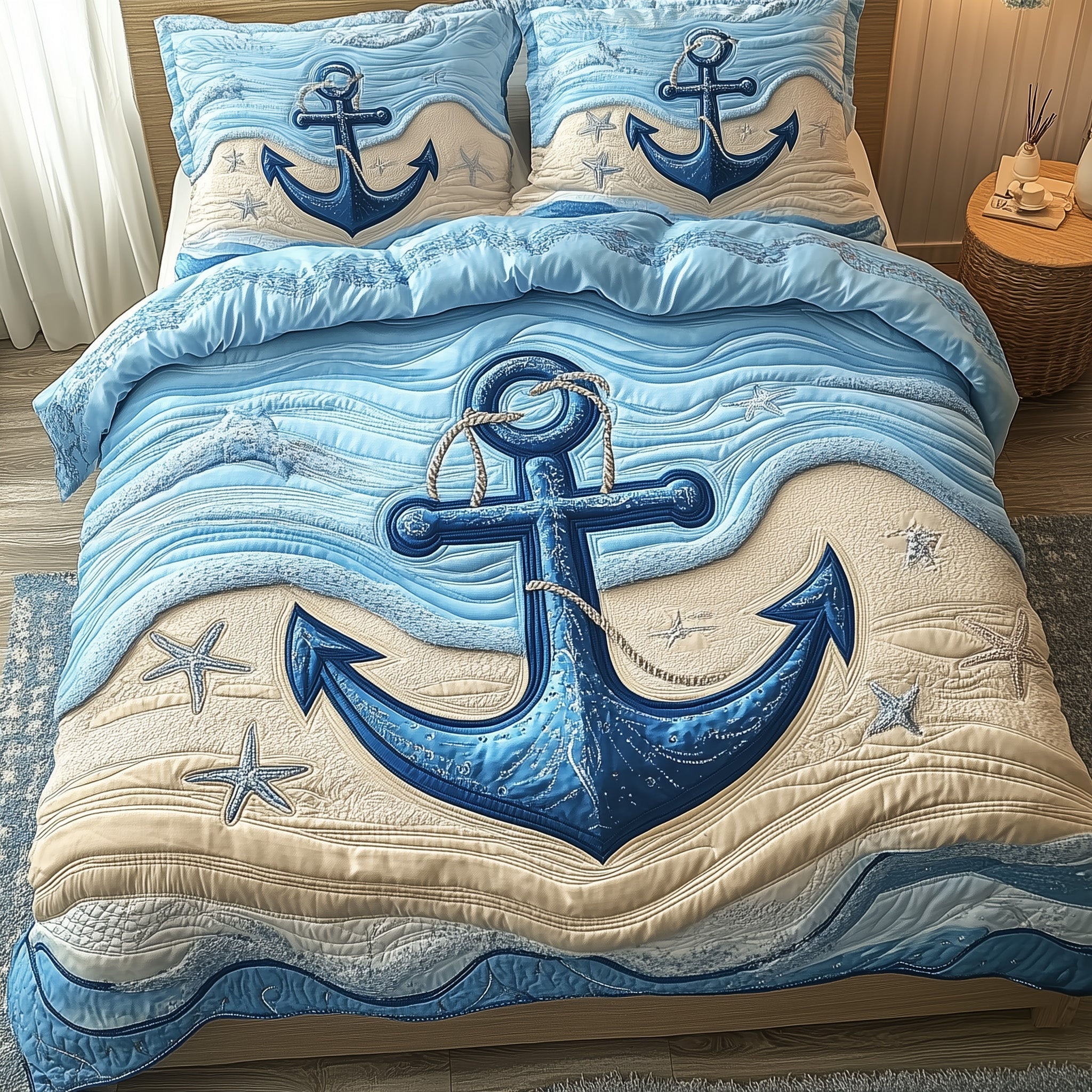 Nautical Anchor Quilted Bedding Set Bedroom Decor Ideas Marine Anchor Gifts