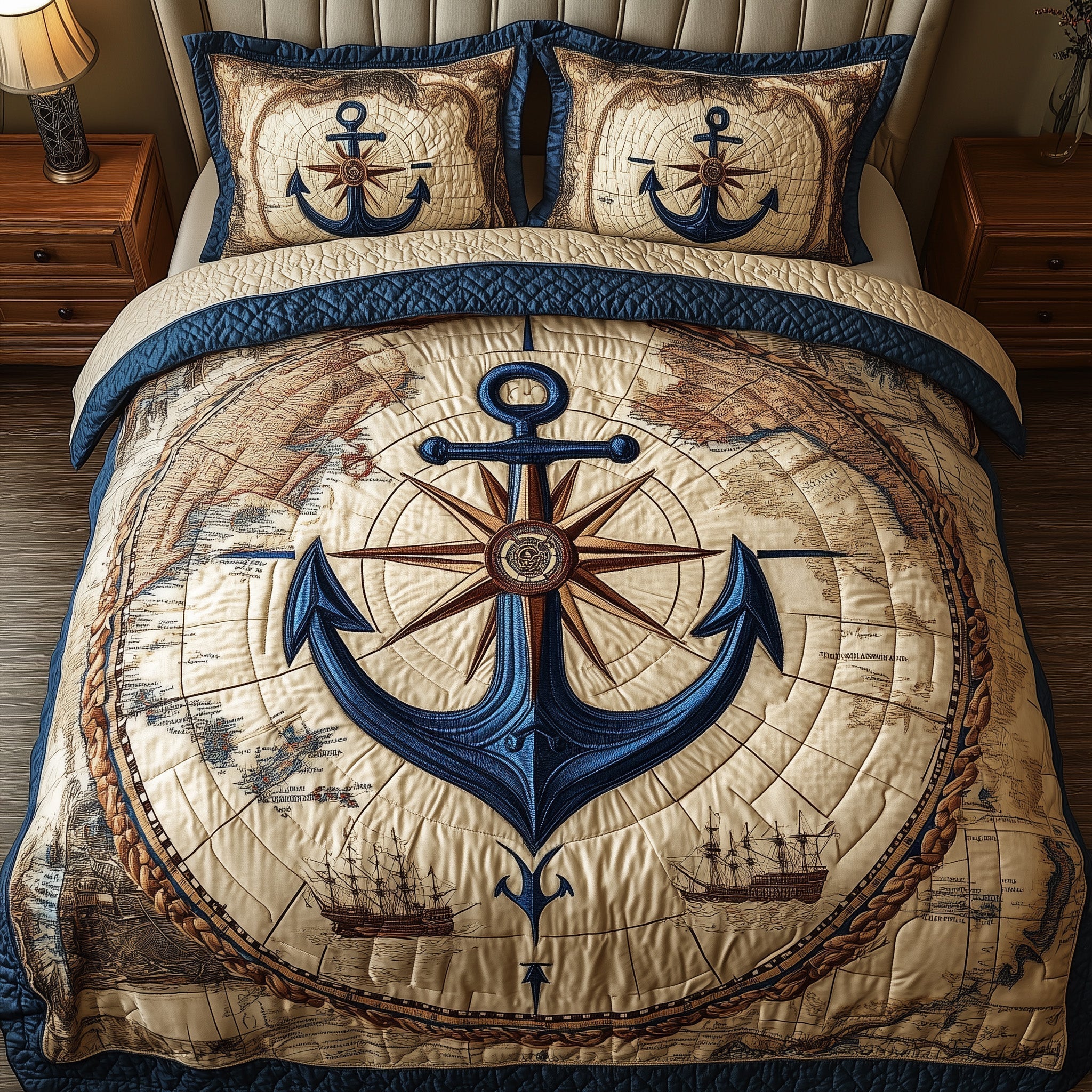 Nautical Anchor Quilted Bedding Set Bedspreads Anchor Gift Ideas
