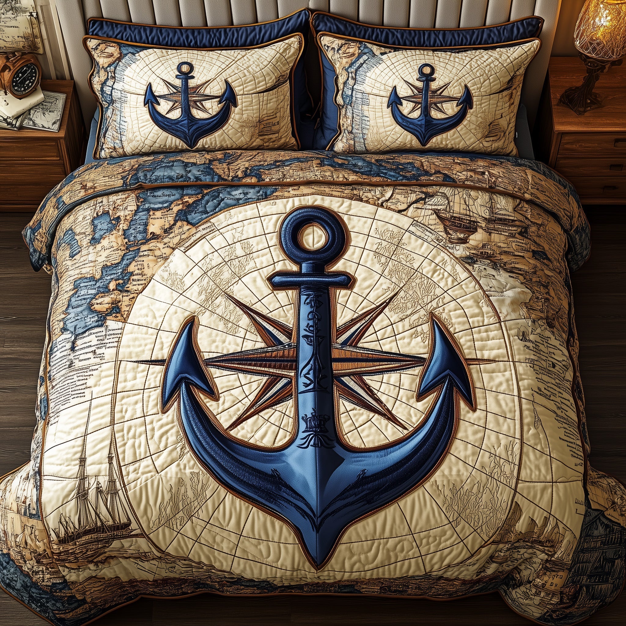 Nautical Anchor Quilted Bedding Set Best Bedding Comforter Sets Marine Anchor Gifts
