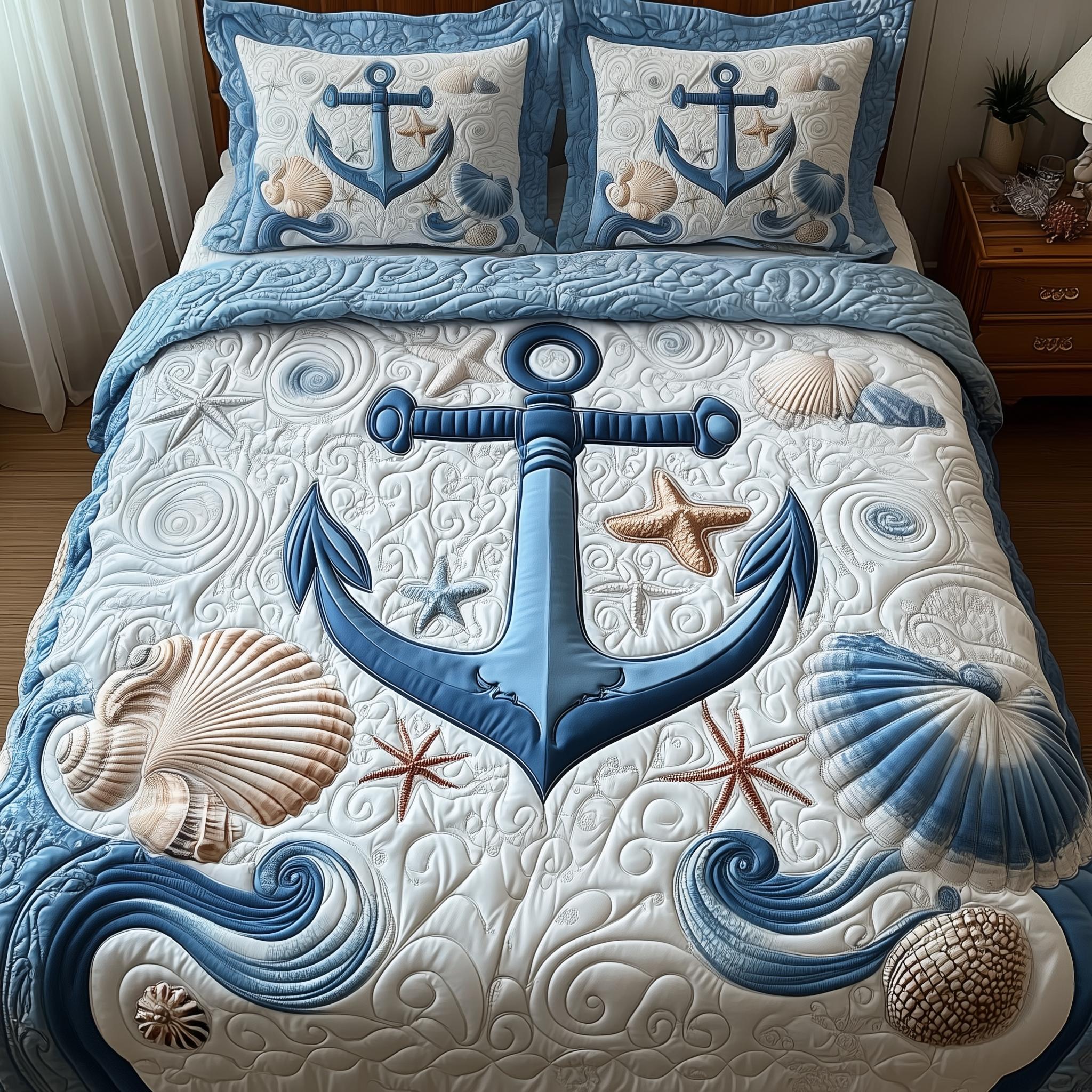 Nautical Anchor Quilted Bedding Set Best Bedsheets Gifts With Anchors On Them