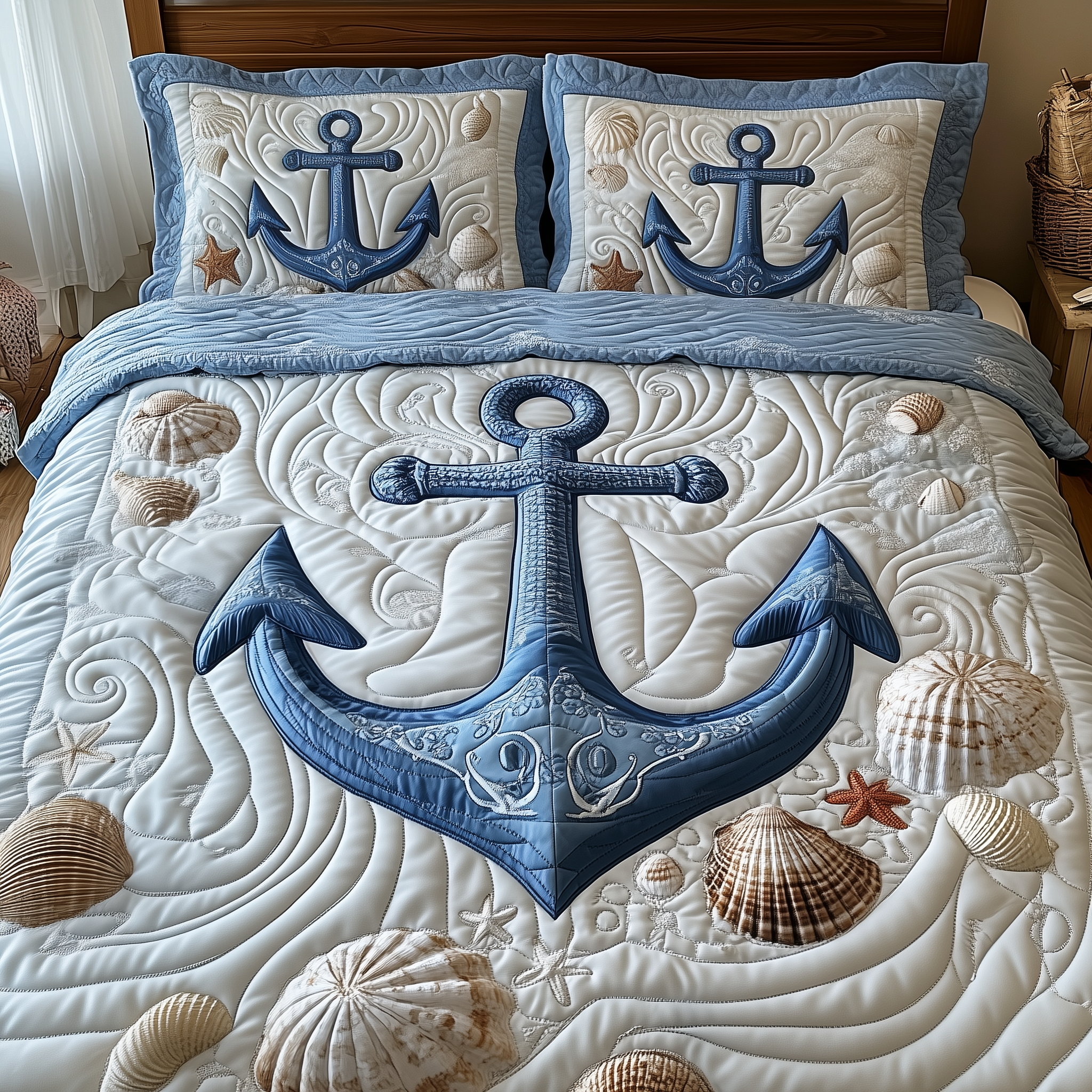 Nautical Anchor Quilted Bedding Set Best King Bedding Sets Navy Anchor Gifts