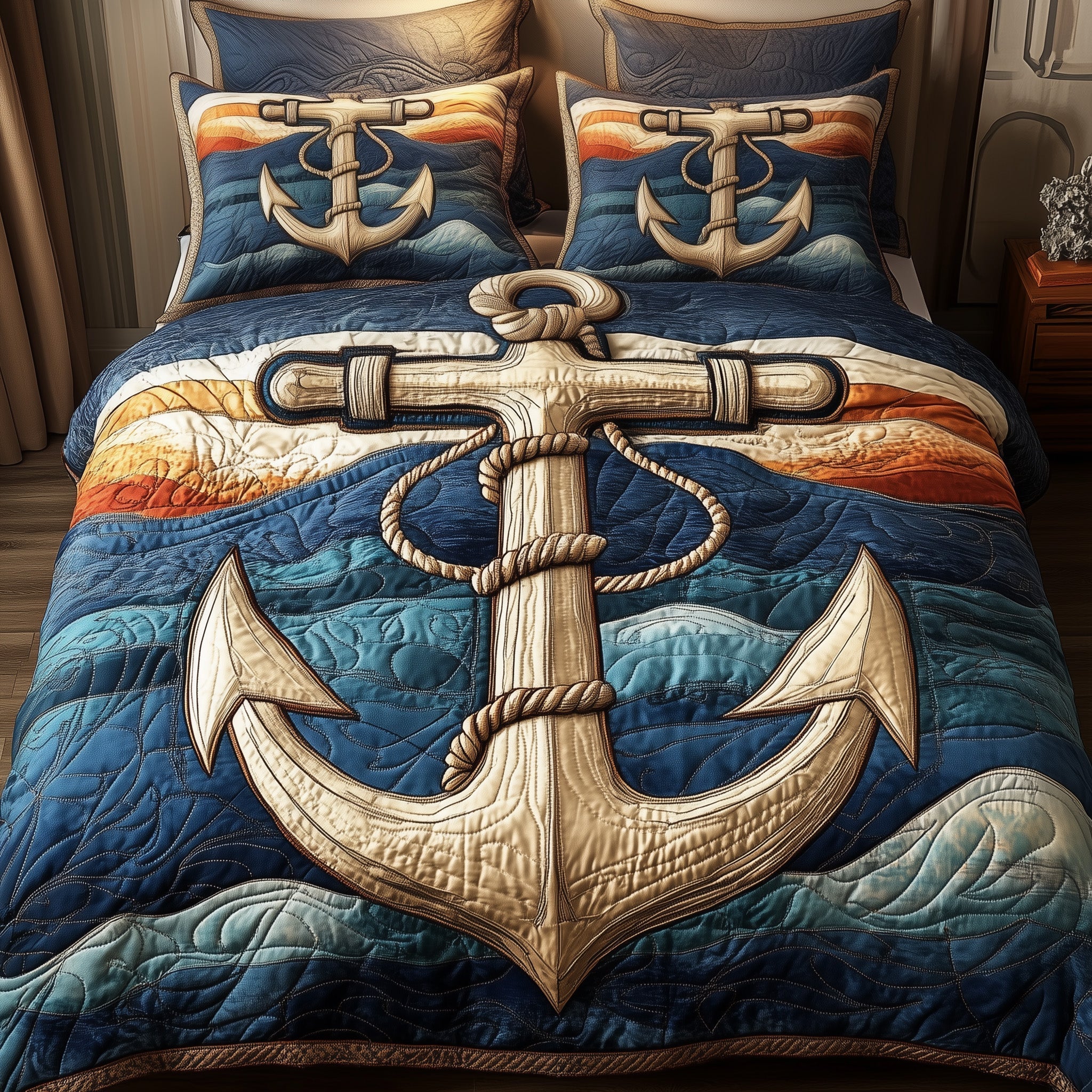 Nautical Anchor Quilted Bedding Set Best King Sheet Set Anchor Related Gifts