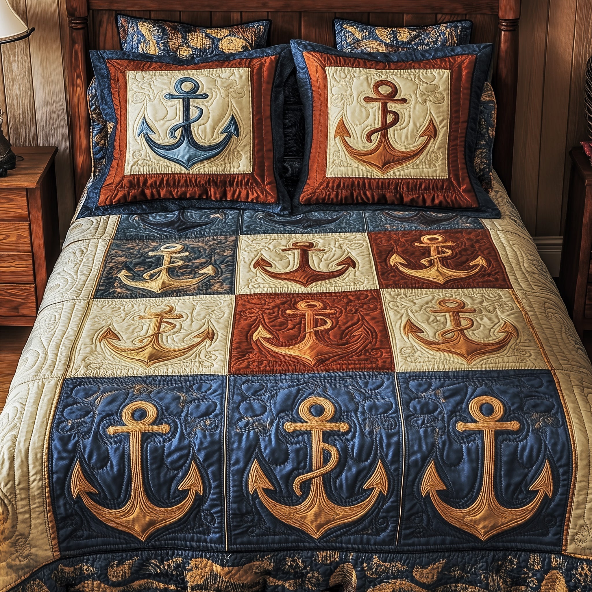 Nautical Anchor Quilted Bedding Set Best King Sheets Gifts With Anchors On Them