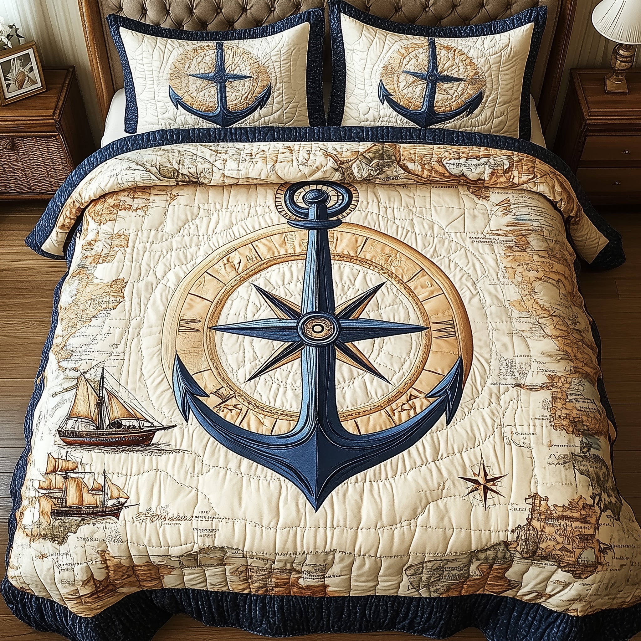 Nautical Anchor Quilted Bedding Set Best Queen Sheets Anchor Gifts Ocean
