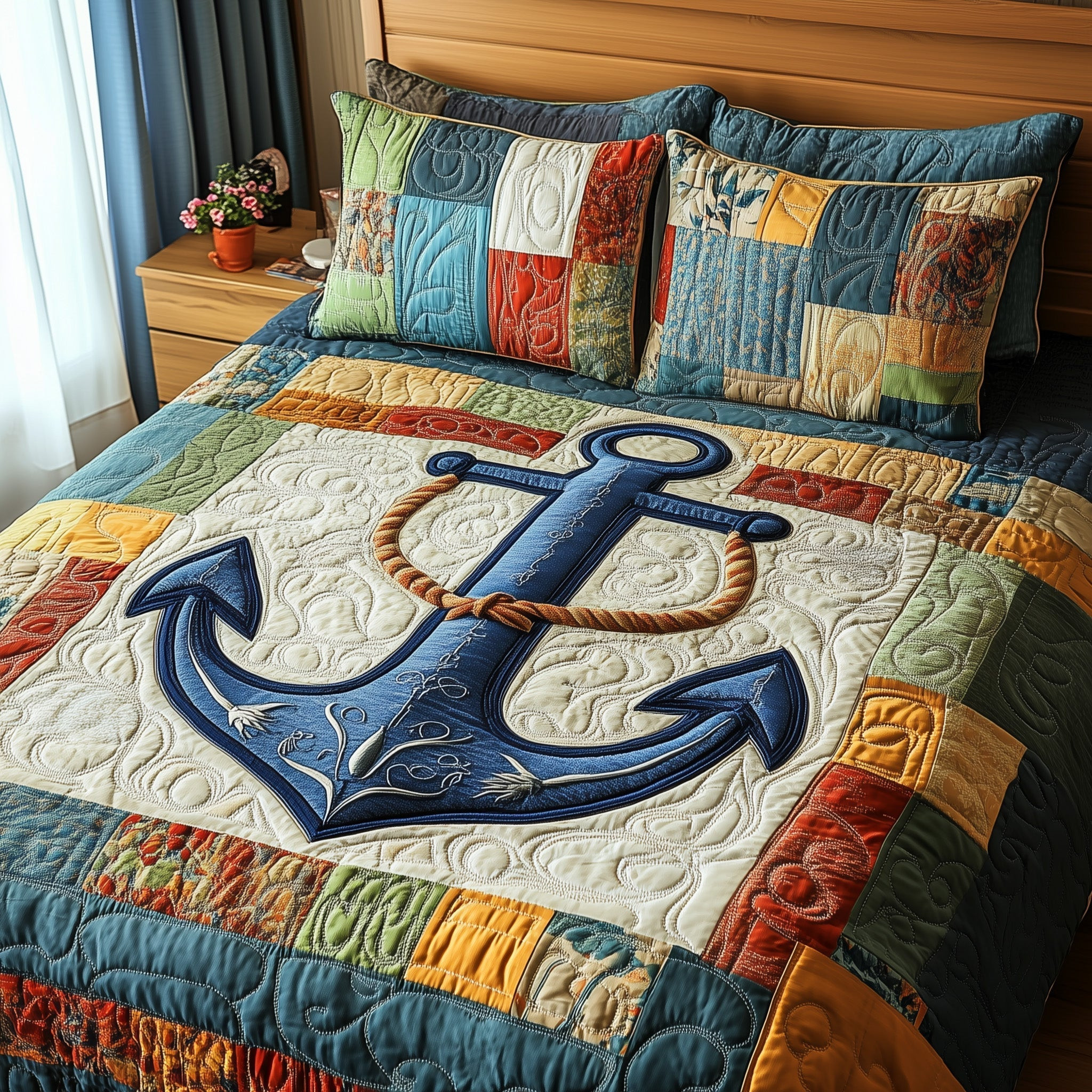 Nautical Anchor Quilted Bedding Set Cool Bedroom Ideas Navy Anchor Gifts