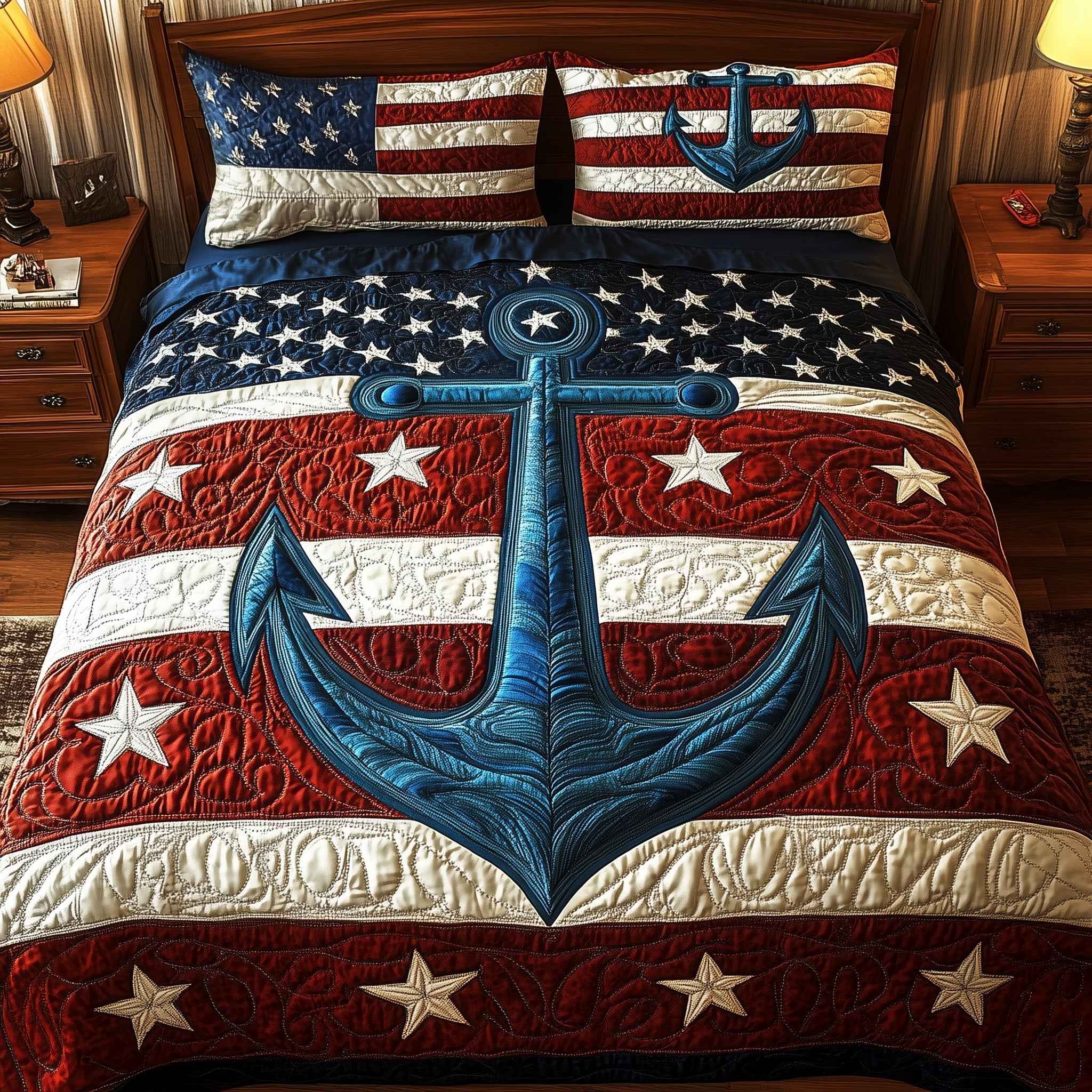 Nautical Anchor Quilted Bedding Set Cozy Bedroom Ideas Gifts With Anchors On Them
