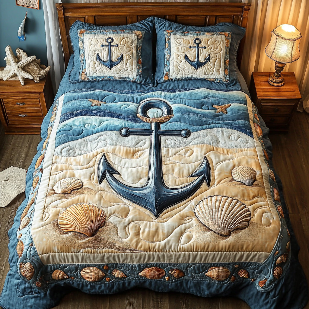 Nautical Anchor Quilted Bedding Set Good Bed Sets Anchor Gifts For Her