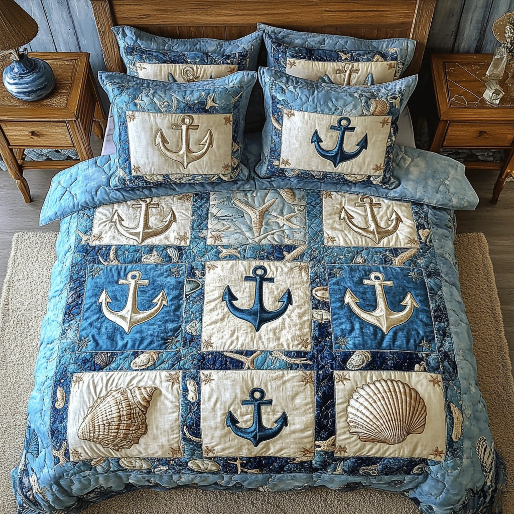 Nautical Anchor Quilted Bedding Set Unique Sheet Sets Anchor Themed Gifts