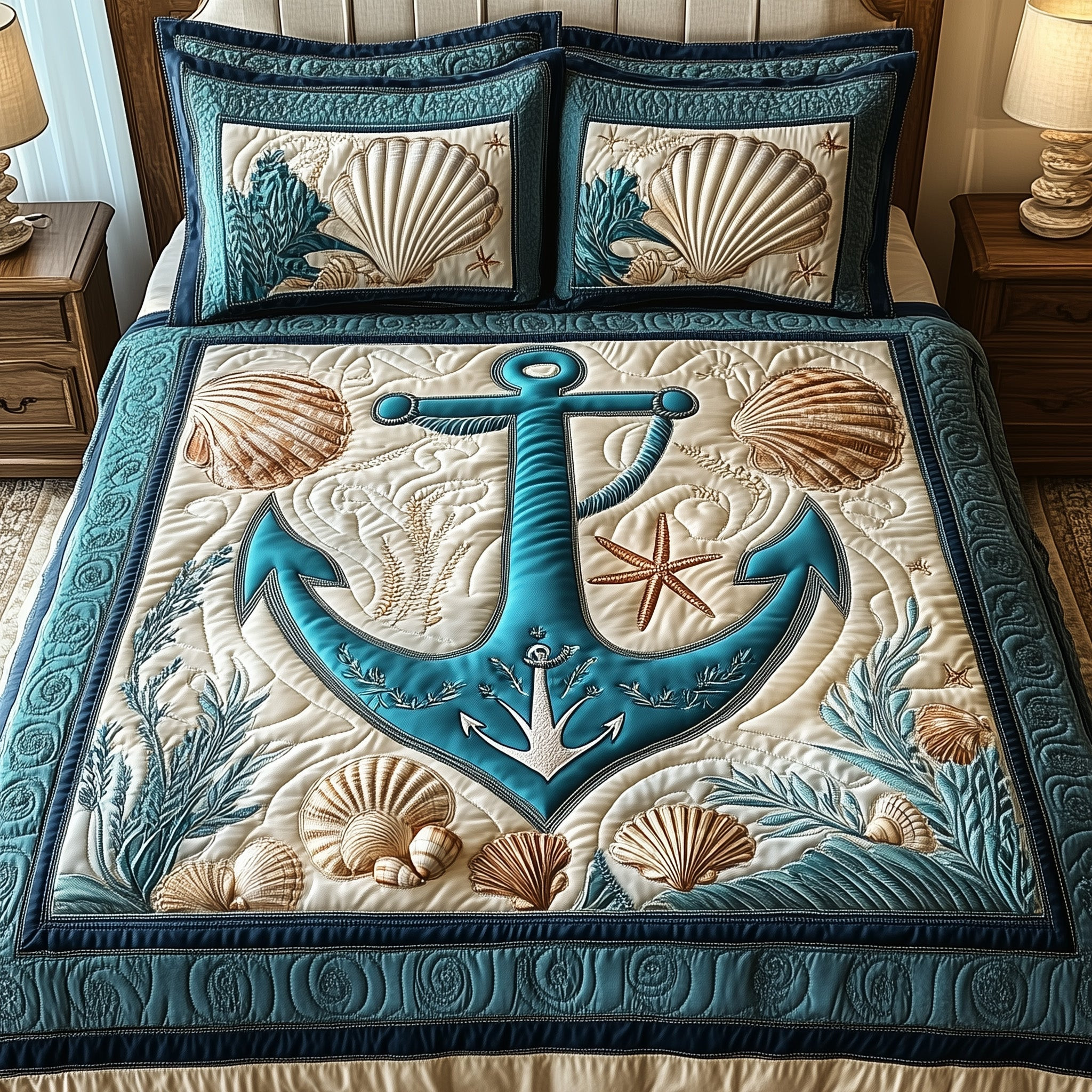 Nautical Anchor Quilted Bedding Set Unusual Bed Sheets Anchor Gifts For Him