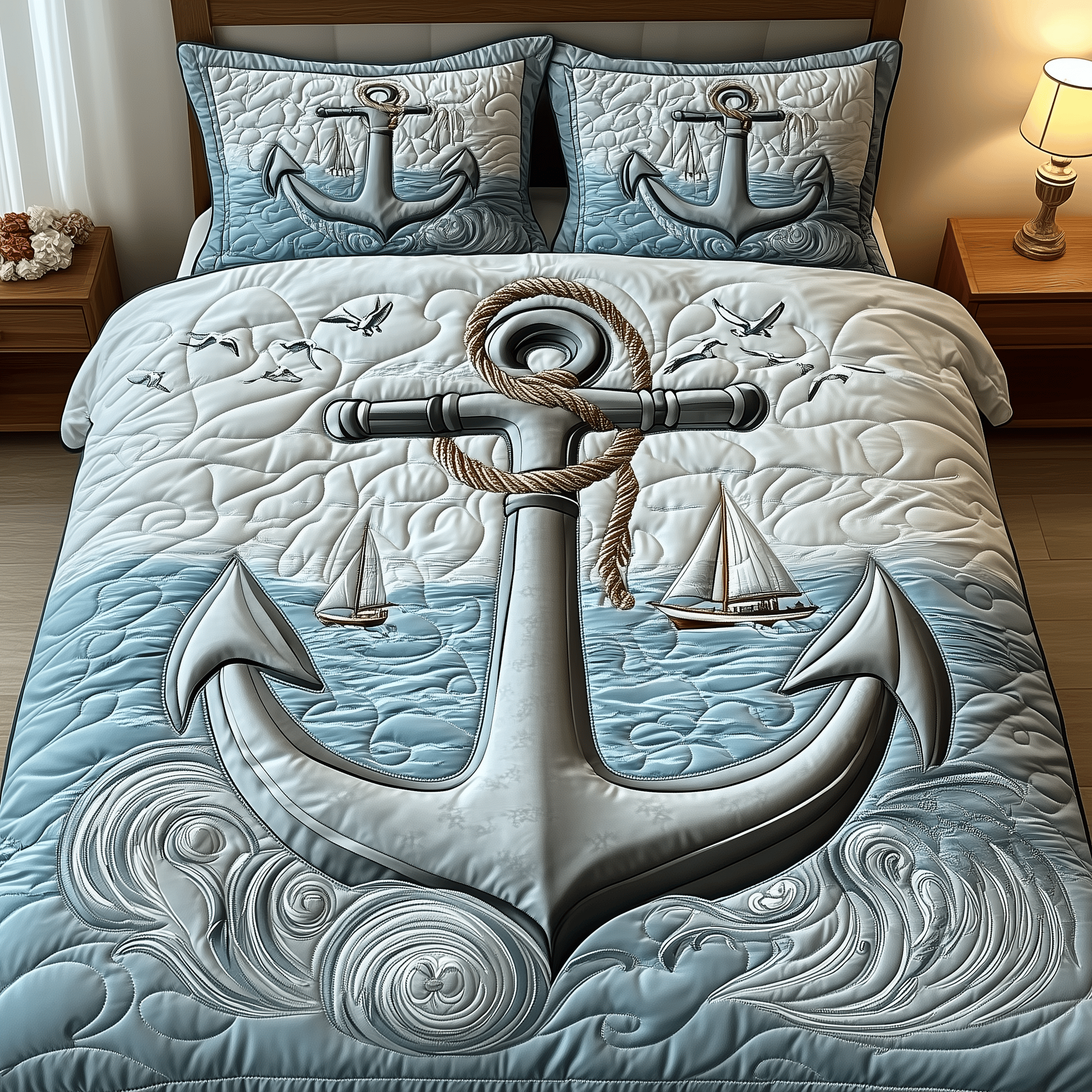 Nautical Anchor Quilted Bedding Set Unusual Bed Sheets Anchor Related Gifts