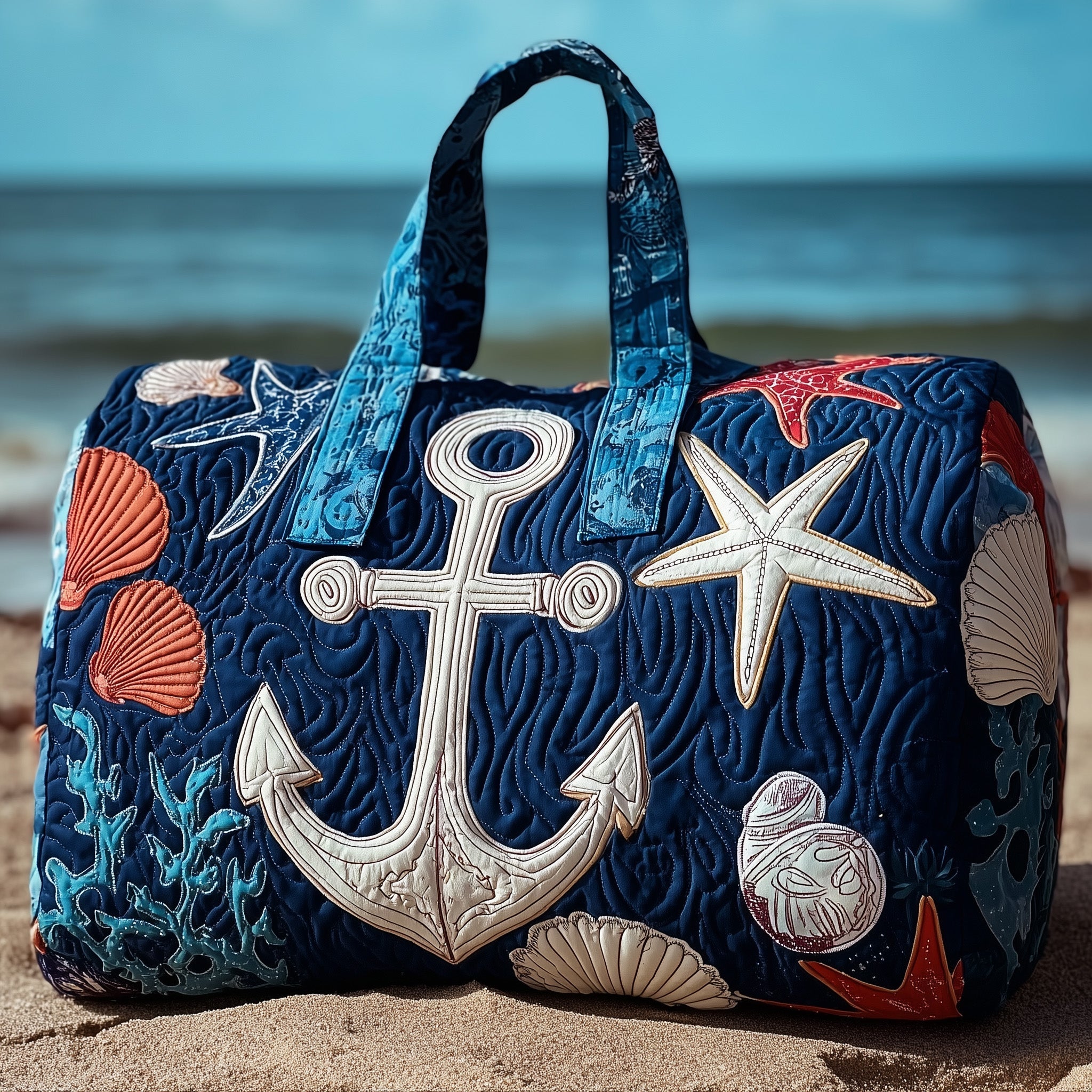 Nautical Anchor Quilted Duffle Bag Duffel Gym Bag Gifts For Mom Birthday