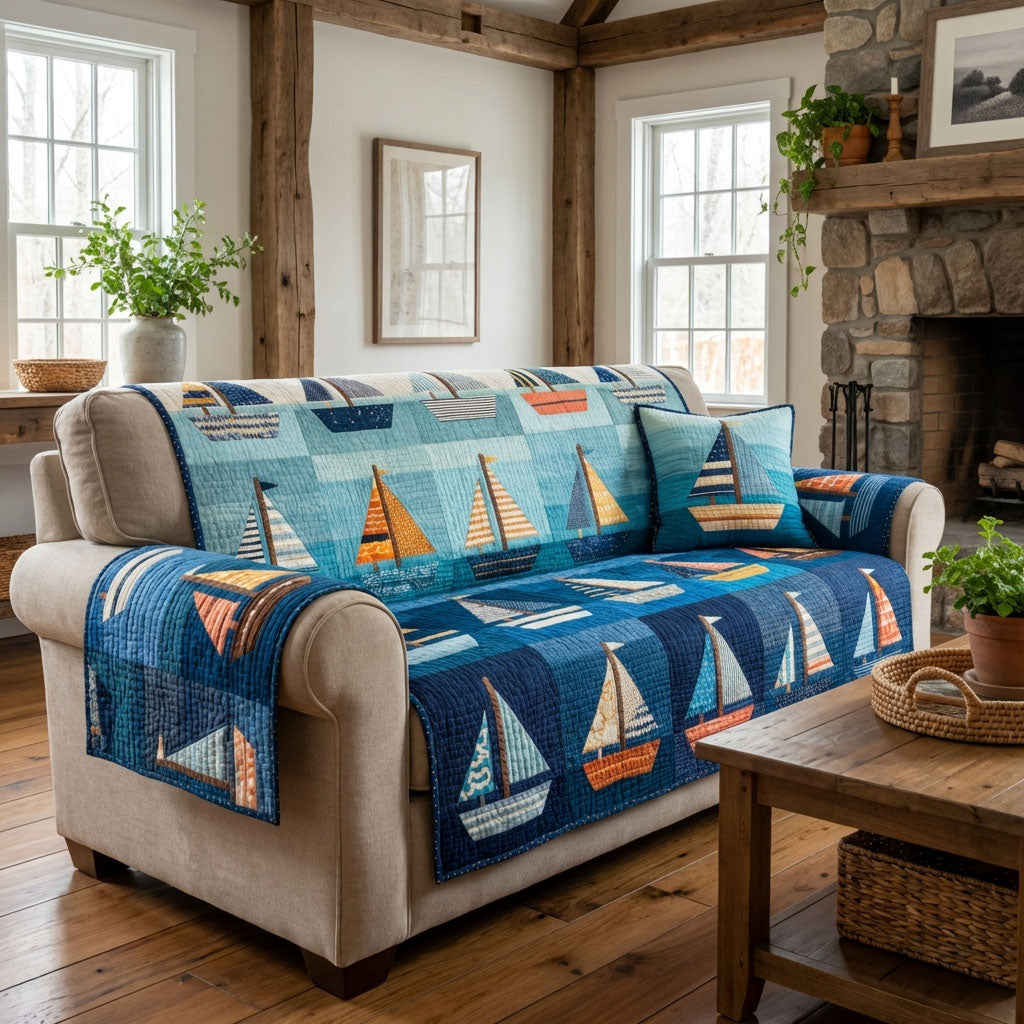 Nautical Dreams Quilted Sofa Cover Best Couch Slipcovers Best Gifts For Ocean Lovers