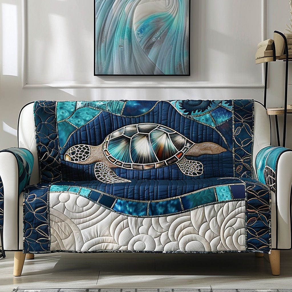 Nautical Grace Quilted Sofa Cover Furniture Protectors For Sofas Gifts With Turtles On Them